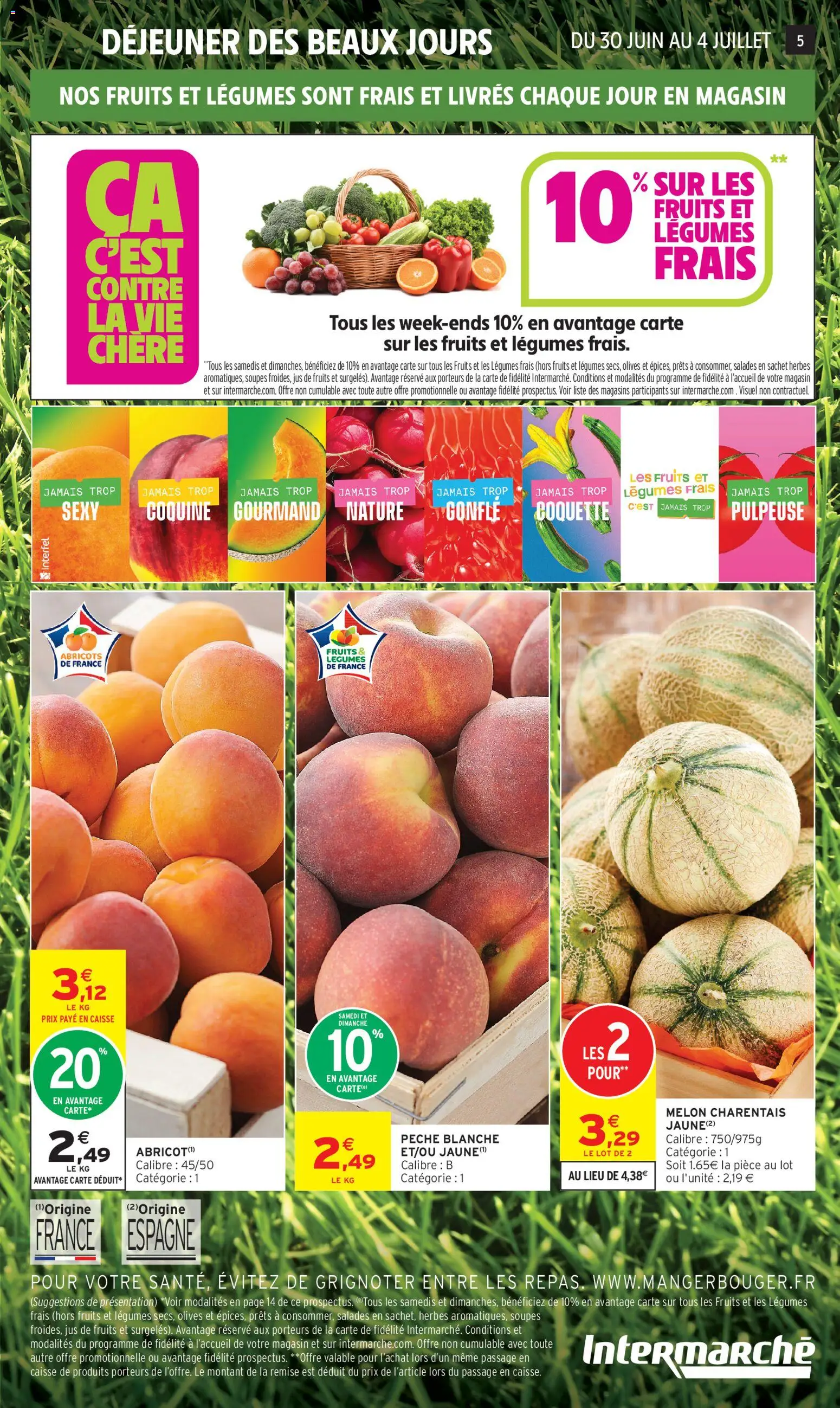 {H1} | Page: 5 | Produits: Olives, Melon, Abricots, Jus