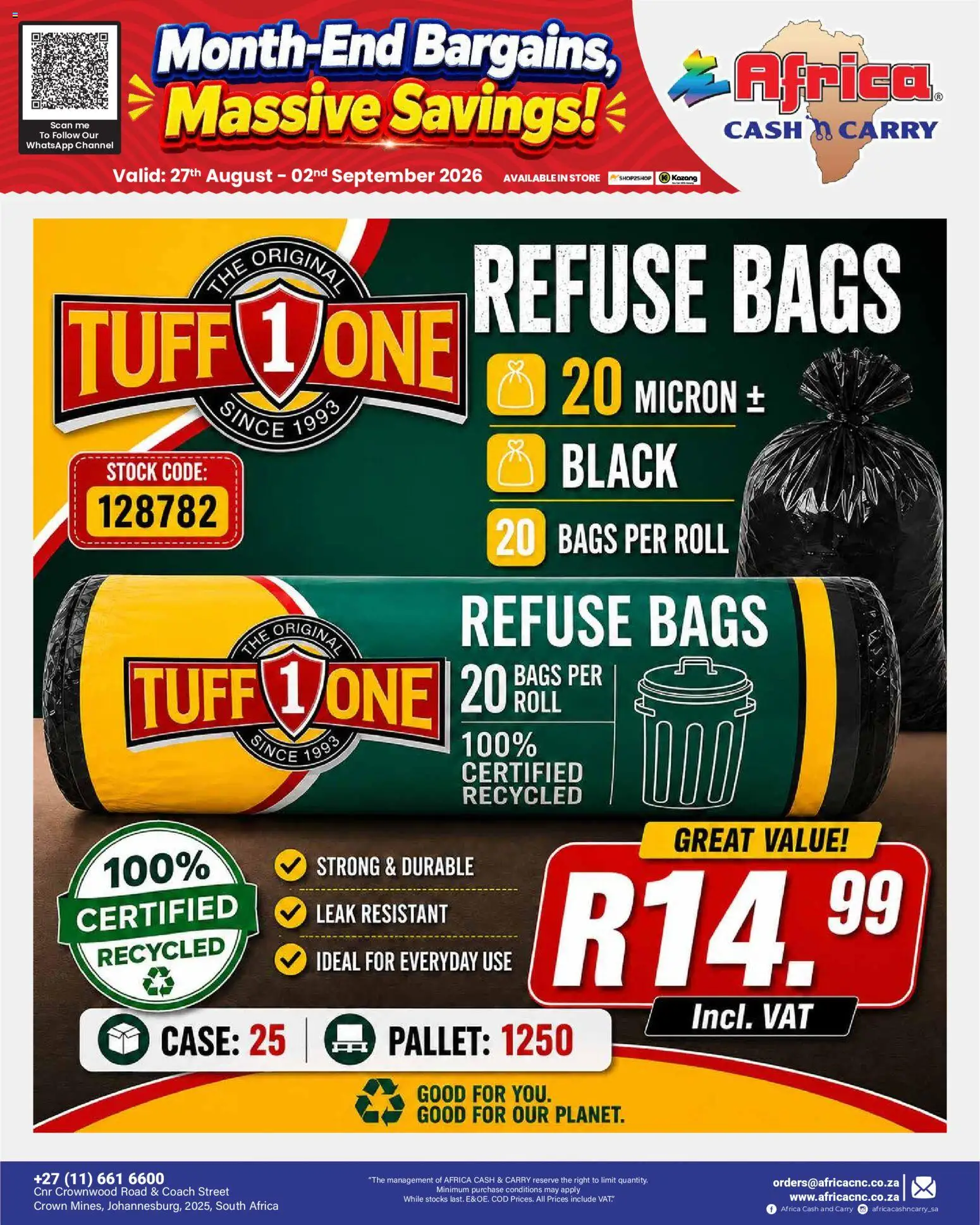 New Africa Cash & Carry catalogue – valid from 27/08/2026 | Page: 53 | Products: Case, Refuse bags, Stock