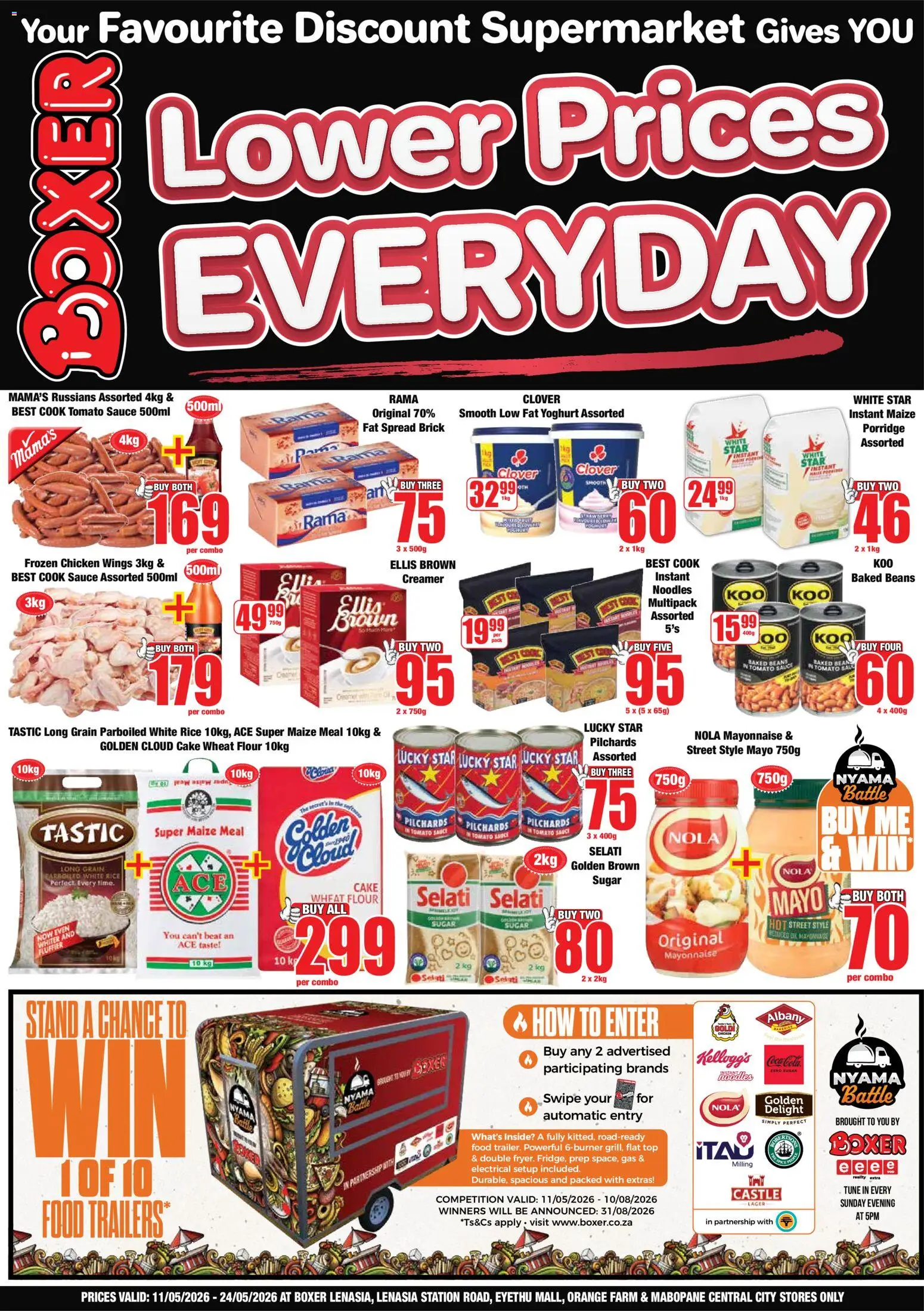 New Boxer catalogue – valid from 11.05.2026 | Page: 1 | Products: Cake, Beans, Creamer, Chicken