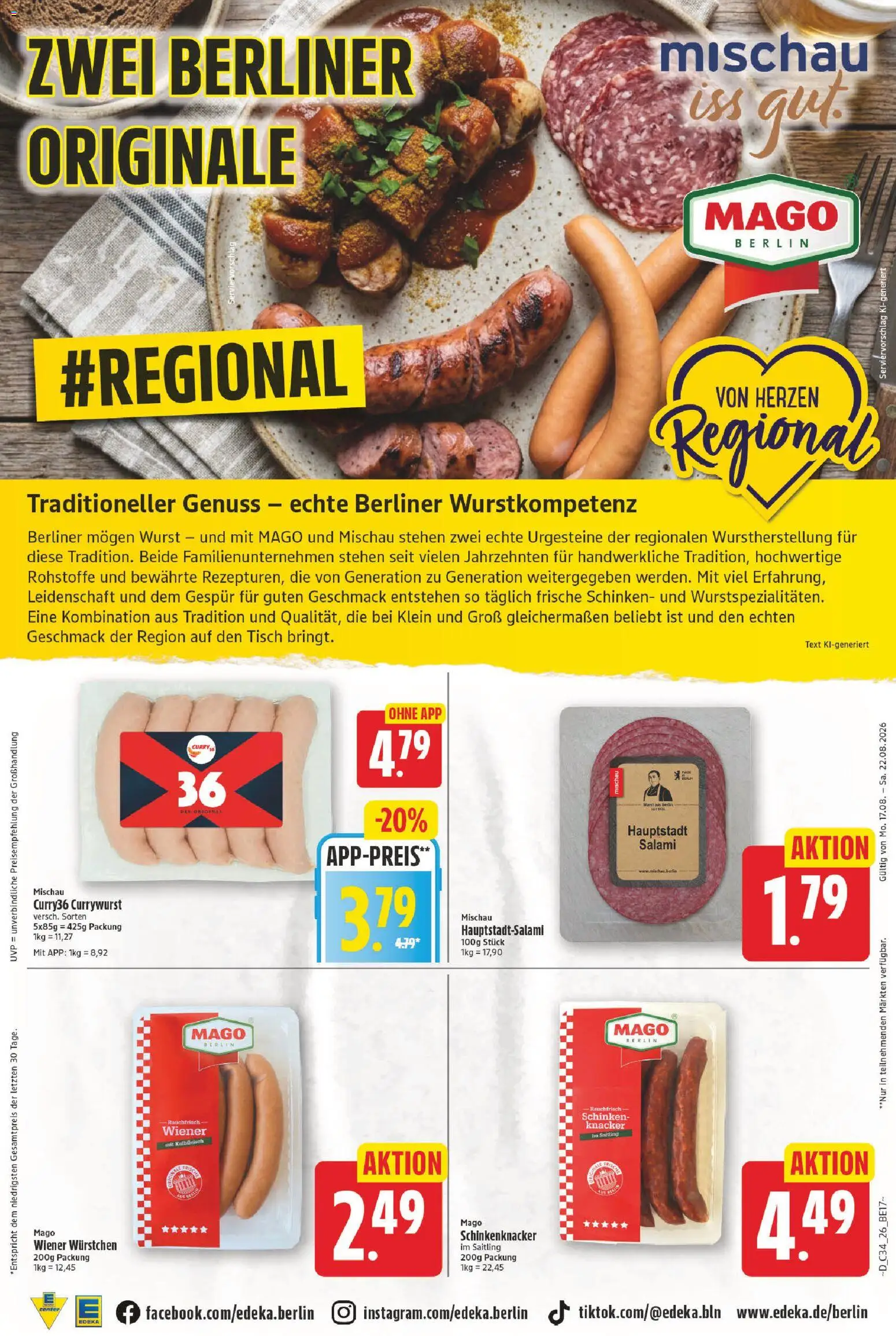 E center Prospekt – gültig ab 17.08.2026 | Seite: 26 | Produkte: Wiener wurstchen, Tisch, Wurst, Salami