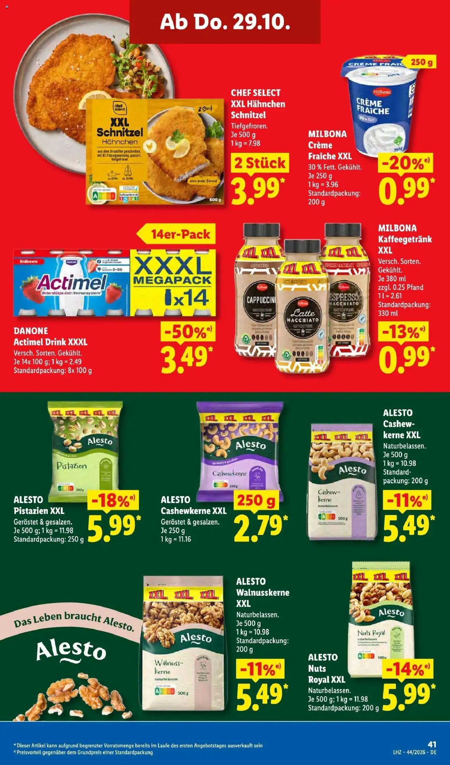 Lidl Prospekt Braunschweig (ab 26.10.2026) zum Blättern » Angebote | Seite: 63 | Produkte: Actimel, Cashew, Pistazien, Creme