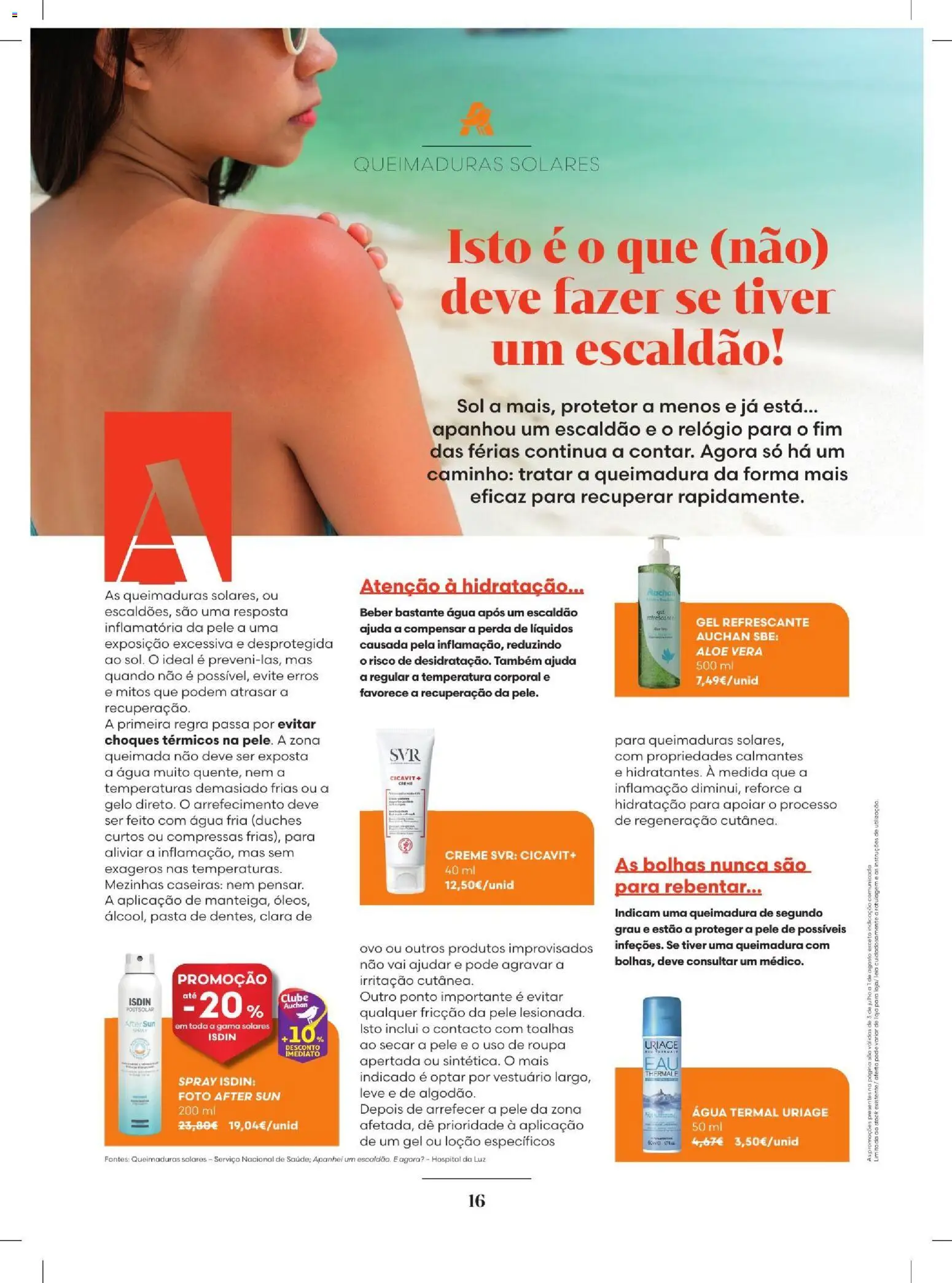 Auchan - Sol e Higiene │ válido de 02/07/2026 | Página: 16 | Produtos: Agua, Relógio, Água termal, Creme