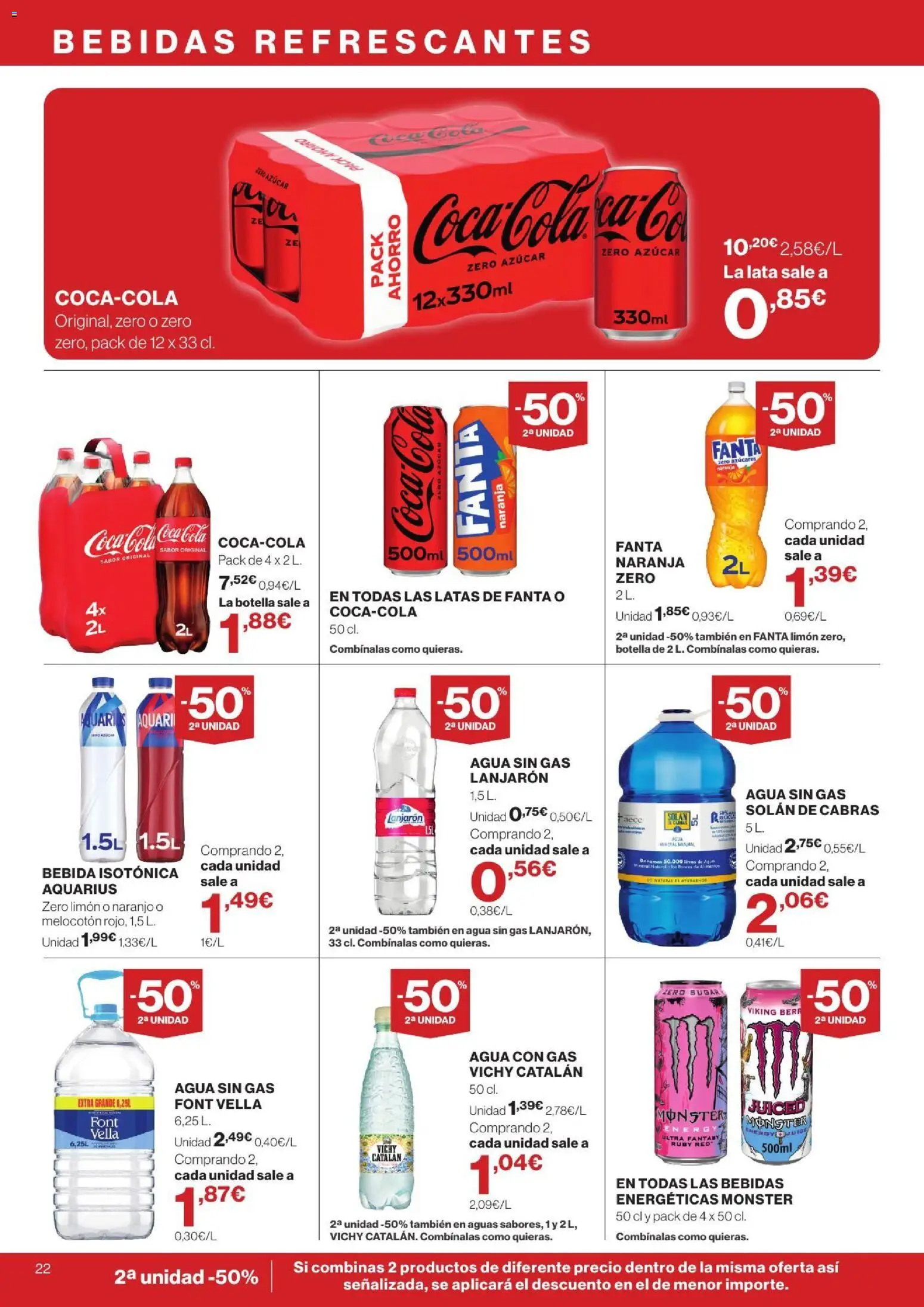 Hipercor catálogo │ válido desde el 10/09/2026 | Página: 22 | Productos: Agua con gas, Bebida isotónica, Bebidas, Azúcar