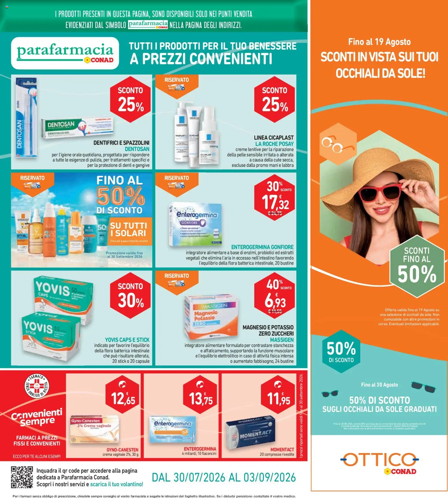 Volantino Conad del 30/07/2026 | Pagina: 20 | Prodotti: Crema, Dentifricio, Tè, Occhiali