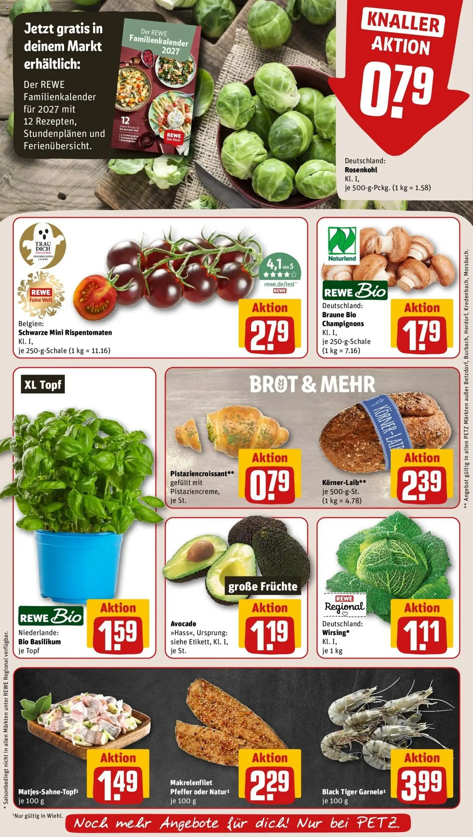 REWE Prospekt ab 19.10.2026 zum Blättern » Angebote | Seite: 11 | Produkte: Avocado, Champignons, Pfeffer, Brot