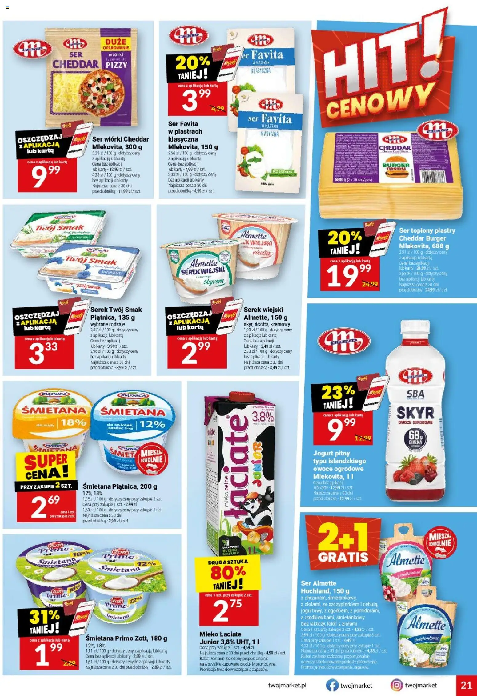 Twój Market gazetka od 01.07.2026 | Strona: 21 | Produkty: Karta, Ser favita, Serek wiejski, Śmietana