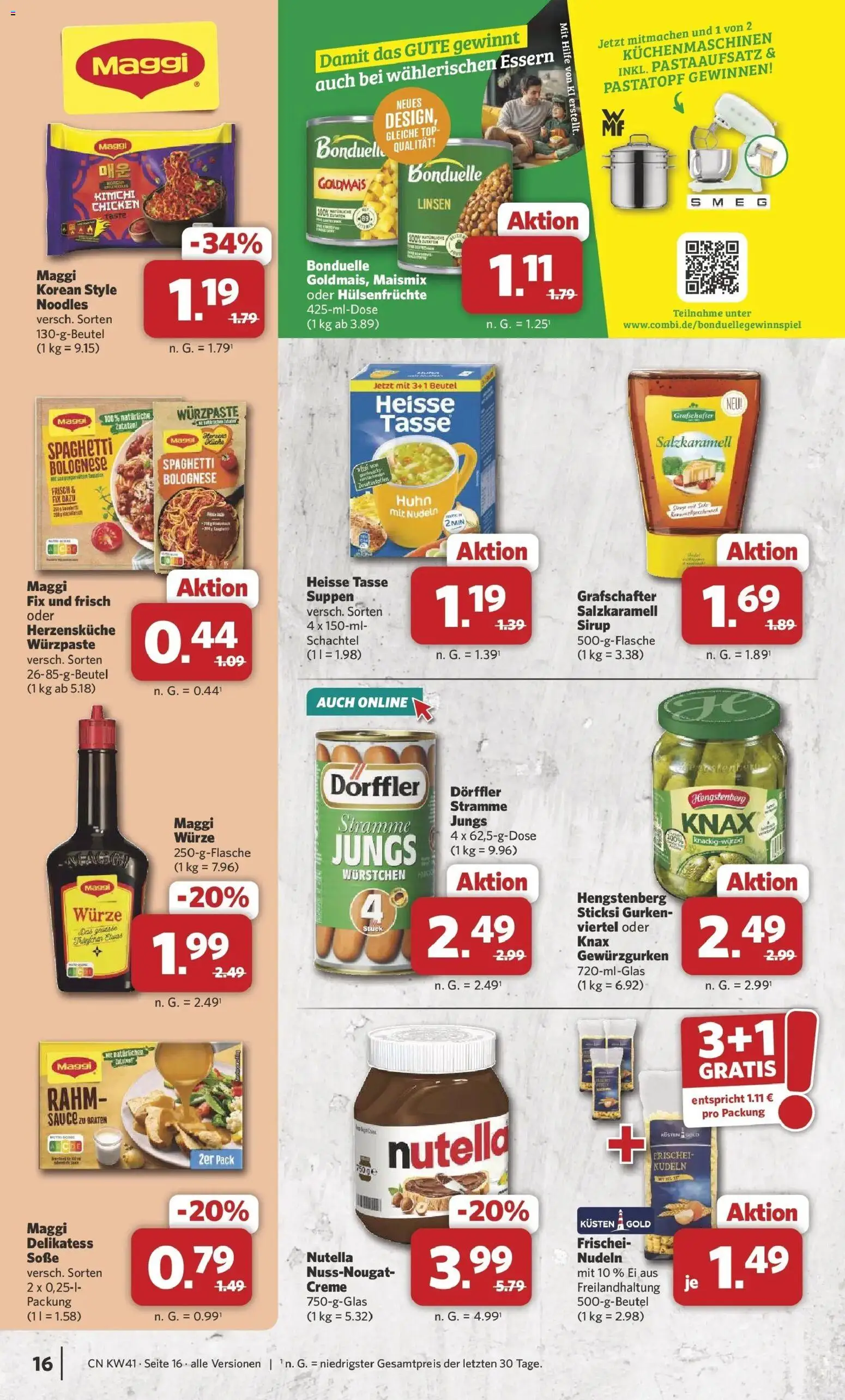 Combi Prospekt Detmold (ab 05.10.2026) zum Blättern | Seite: 16 | Produkte: Sirup, Creme, Nudeln, Gurken