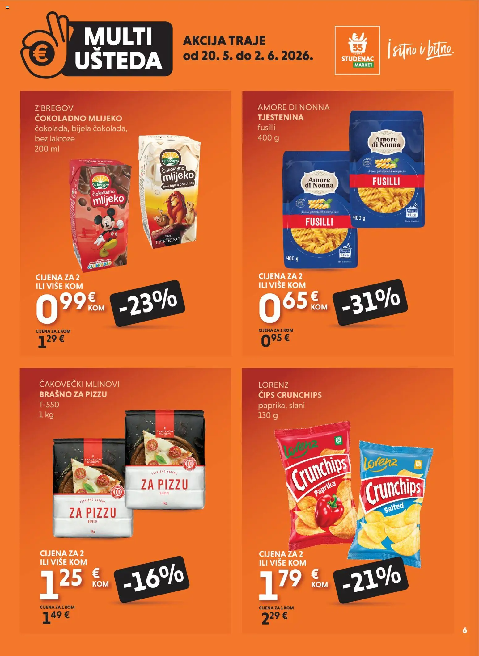 Studenac katalog | vrijedi od 20.05.2026 | Stranica: 6 | Proizvodi: Mlijeko, Paprika, Čips, Brašno