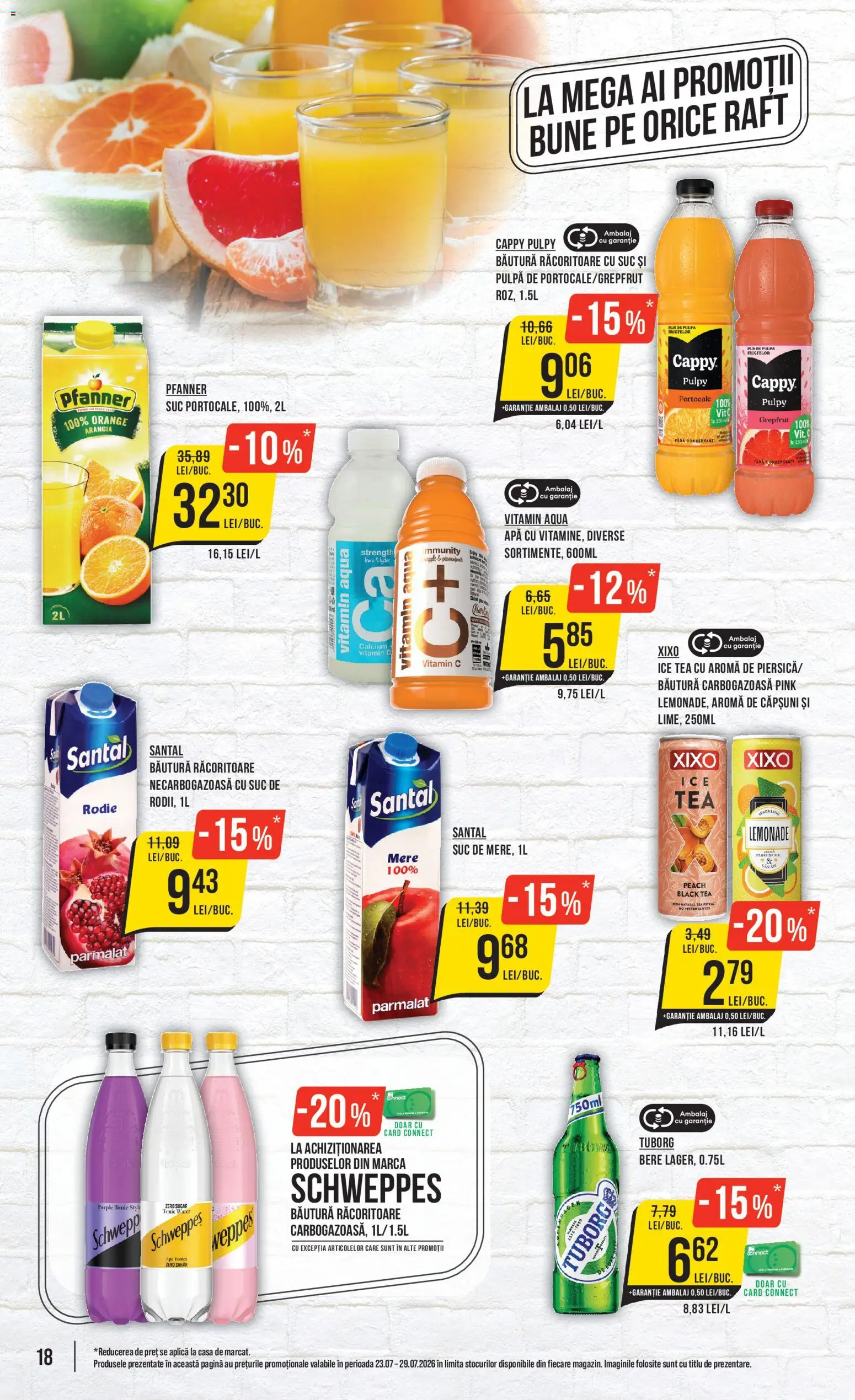 Noul catalog Mega Image – valabil de la 23.07.2026 | Pagină: 18 | Produse: Bautura racoritoare, Raft, Apă, Black