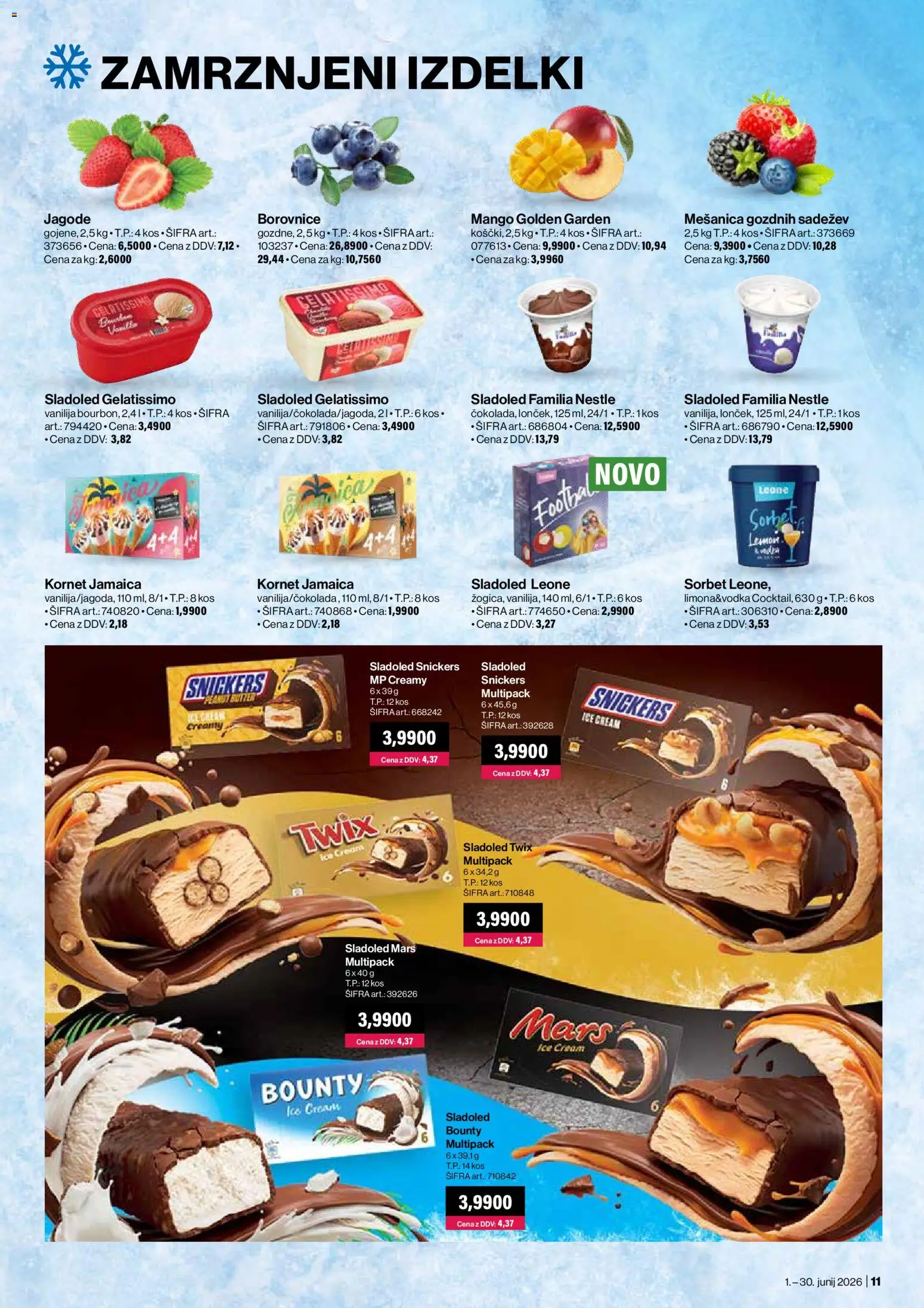 Novi Mercator katalog ponudbe – veljaven od 01.06.2026 | Stran: 11 | Izdelki: Borovnice, Jagode, Sladoled, Mango