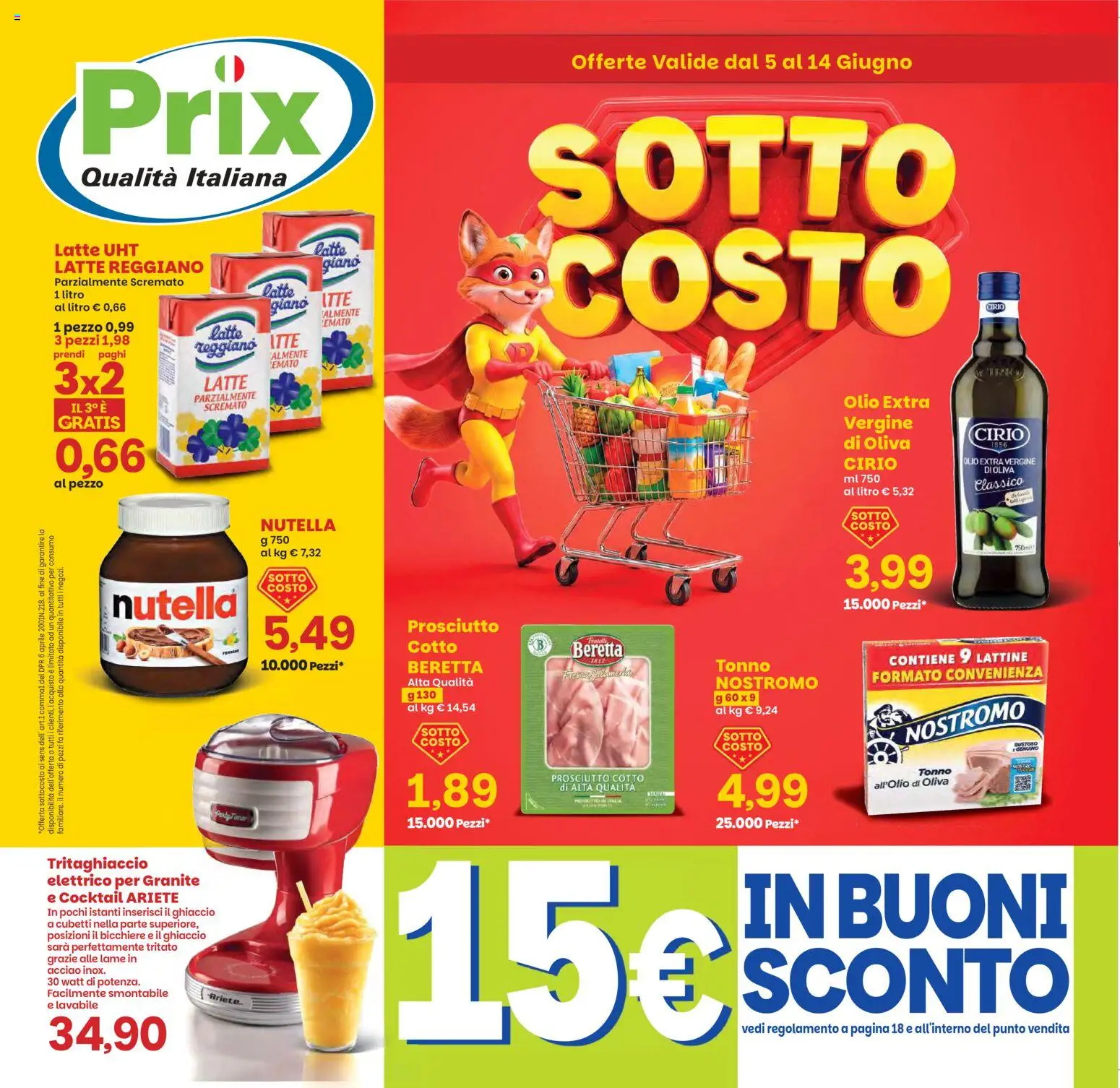 Volantino Prix del 05.06.2026 | Pagina: 1 | Prodotti: Olio, Prosciutto, Nutella, Olio extra vergine