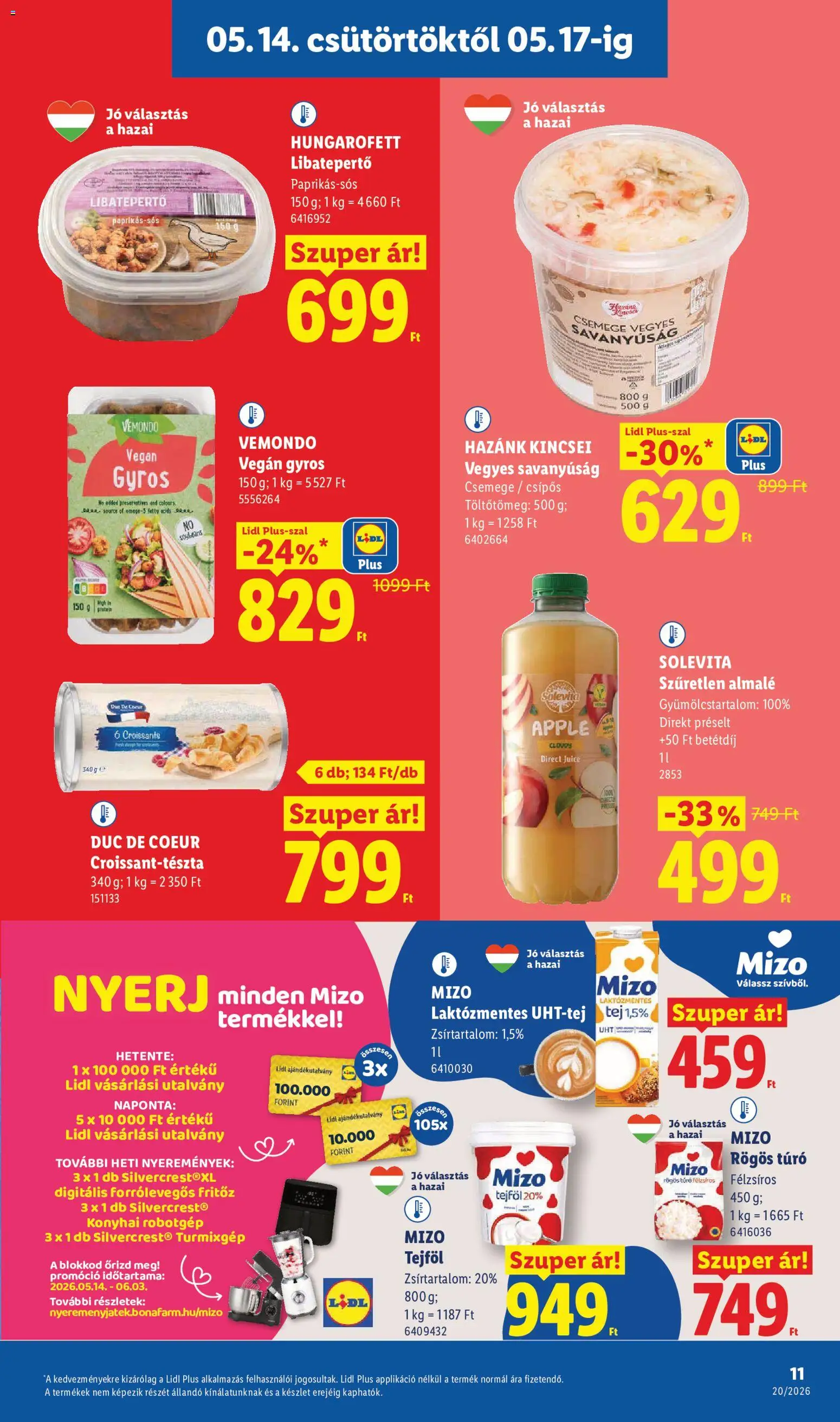 Lidl akciós ujság - amely érvényes a következő dátumtól: 14.05.2026 | Oldal: 11 | Termékek: Fritőz, Robotgép, Tejföl, Vegán
