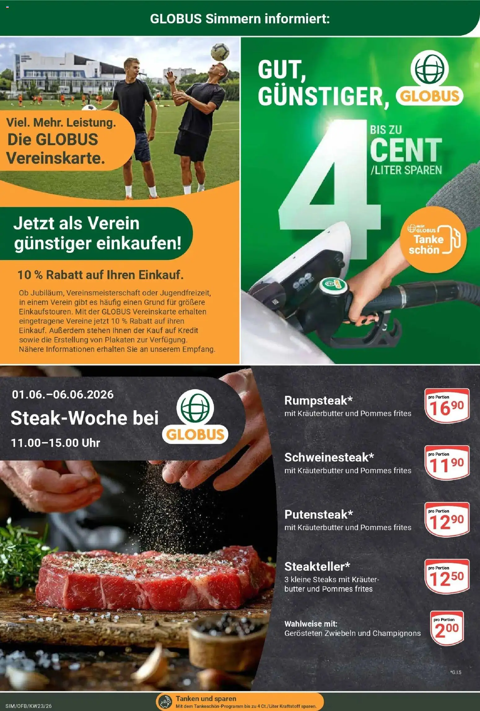 Globus Prospekt Simmern – gültig ab 01.06.2026 | Seite: 23 | Produkte: Butter, Pommes, Pommes frites, Champignons