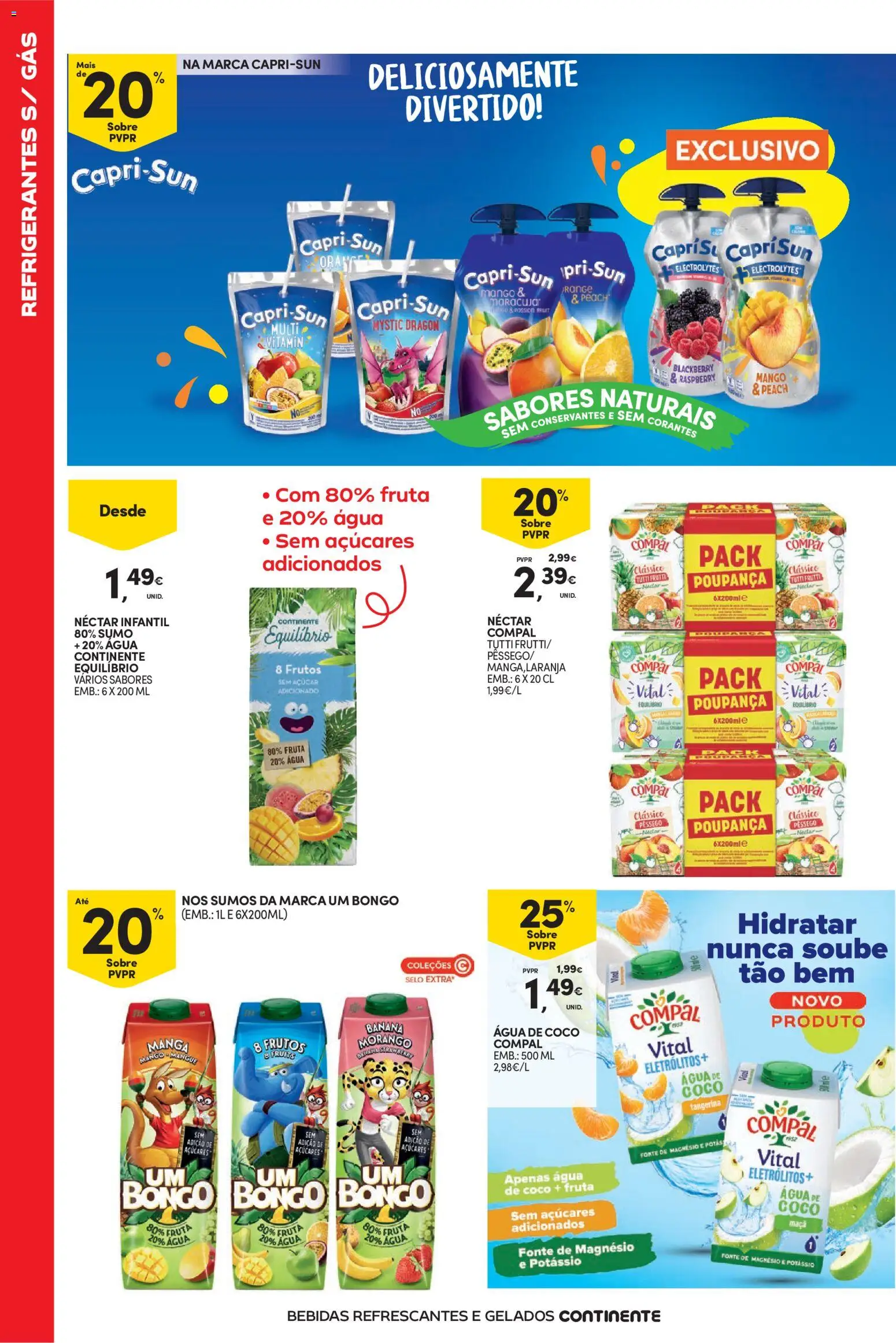 Continente Bebidas Refrescantes e Gelados │ válido de 23/06/2026 | Página: 8 | Produtos: Agua, Maça, Sumo, Açúcar