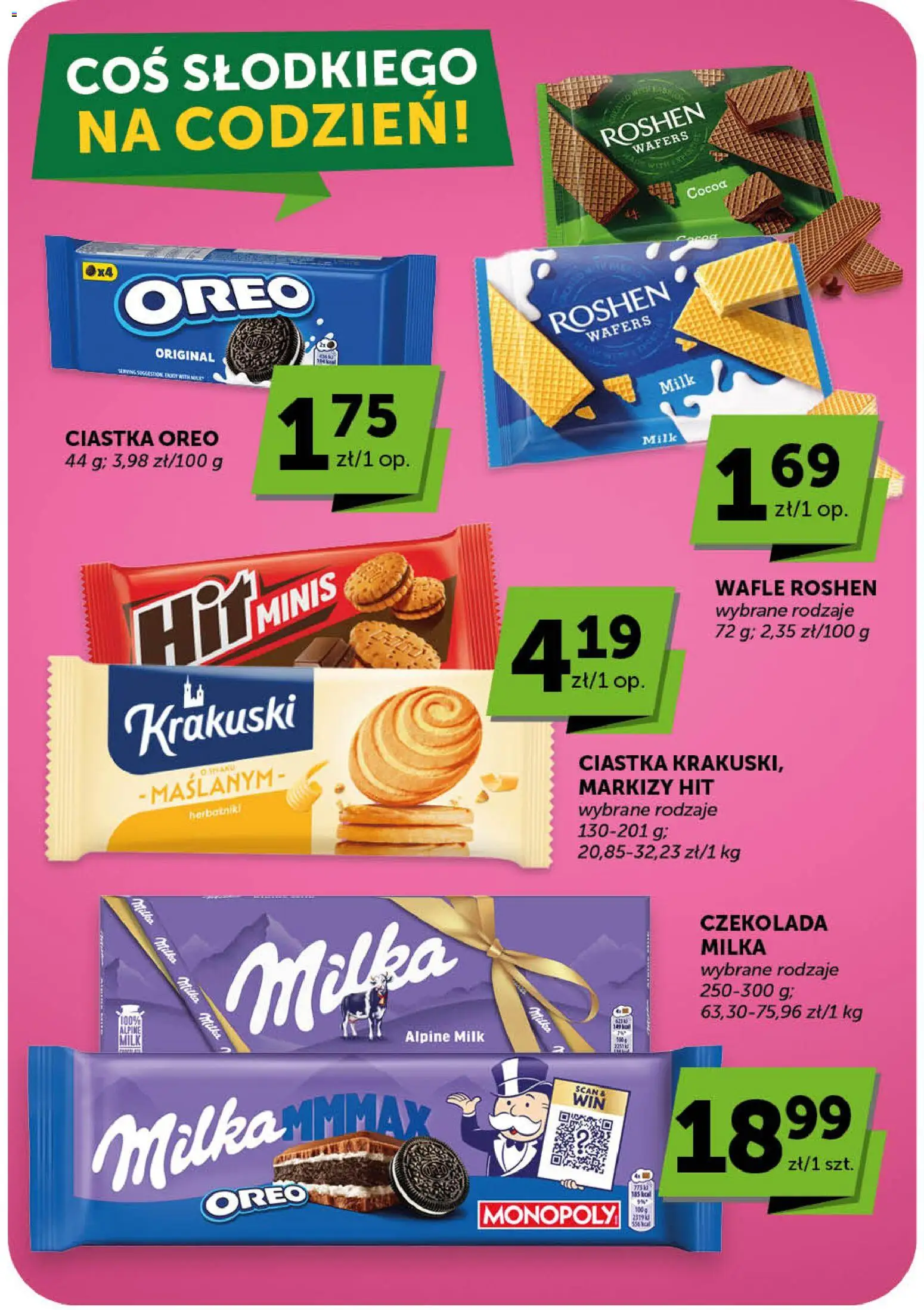 Groszek gazetka - Minimarket od 18.06.2026 | Strona: 16 | Produkty: Wafle, Milka, Herbatniki, Ciastka Oreo