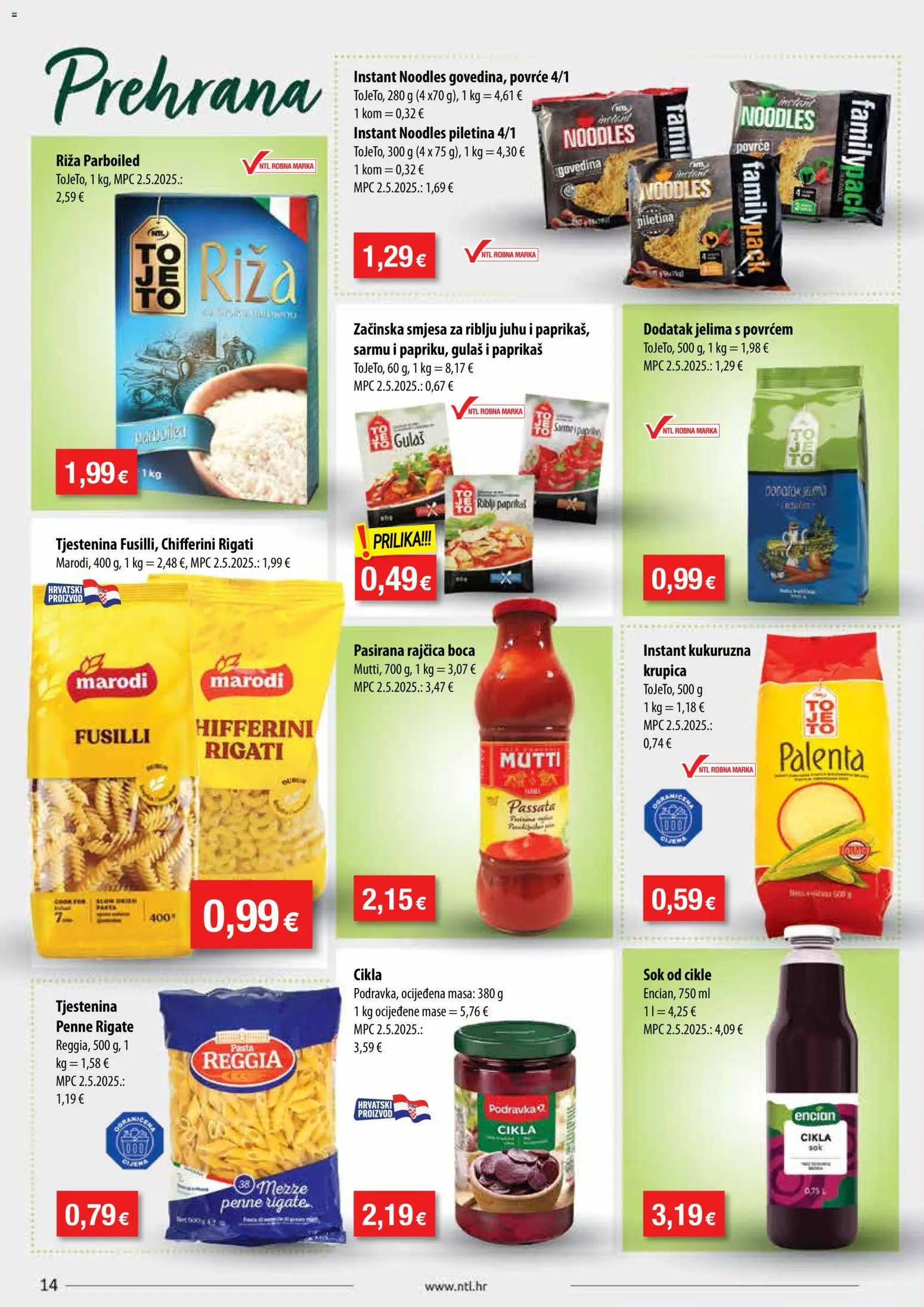 NTL katalog | vrijedi od 02.09.2026 | Stranica: 14 | Proizvodi: Krupica, Povrće, Palenta, Cikla