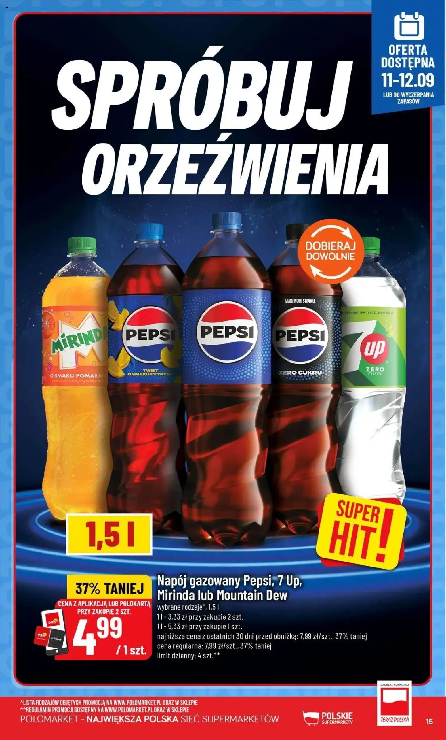 Nowa POLOmarket gazetka od jutra 09.09.2026 | Strona: 15 | Produkty: Pepsi, Cytryny, Sok
