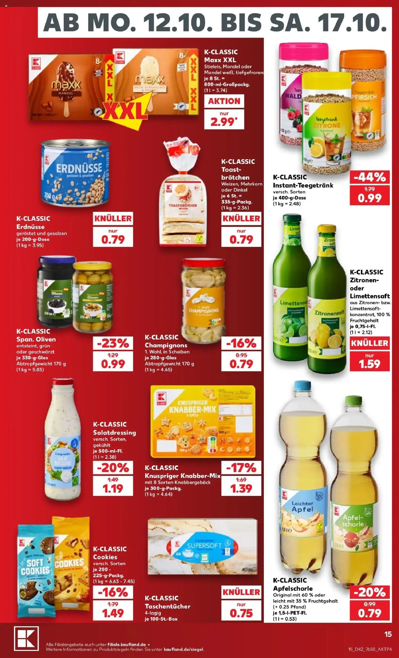 Prospekt Kaufland ab 12.10.2026 » Angebote Online zum Blättern | Seite: 19 | Produkte: Erdnüsse, Taschentücher, Äpfel, Zitronen