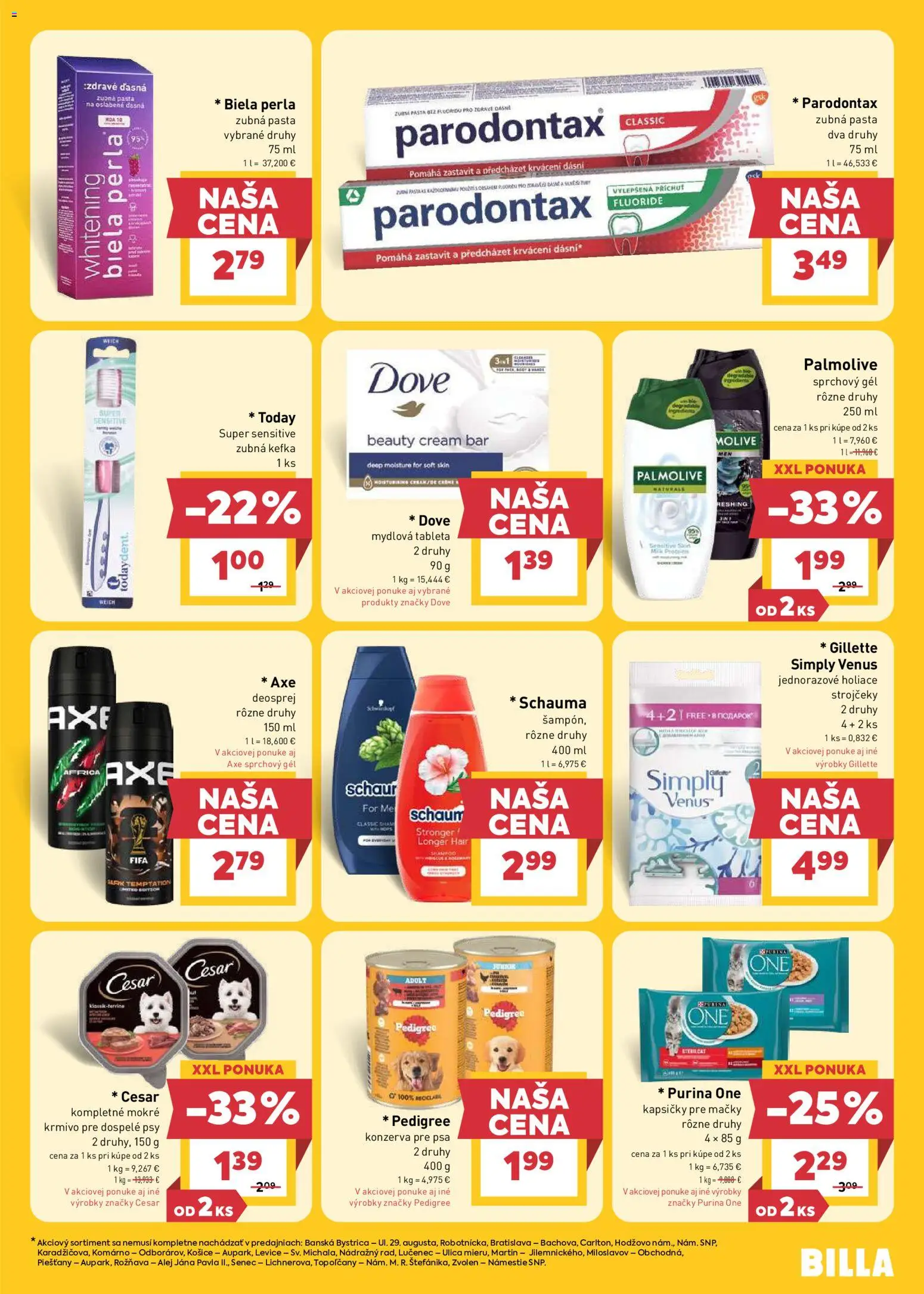 Nové Billa akcie – leták je platný od 27.05.2026 | Strana: 23 | Produkty: Zubná kefka, Sprchový gél, Zubná pasta
