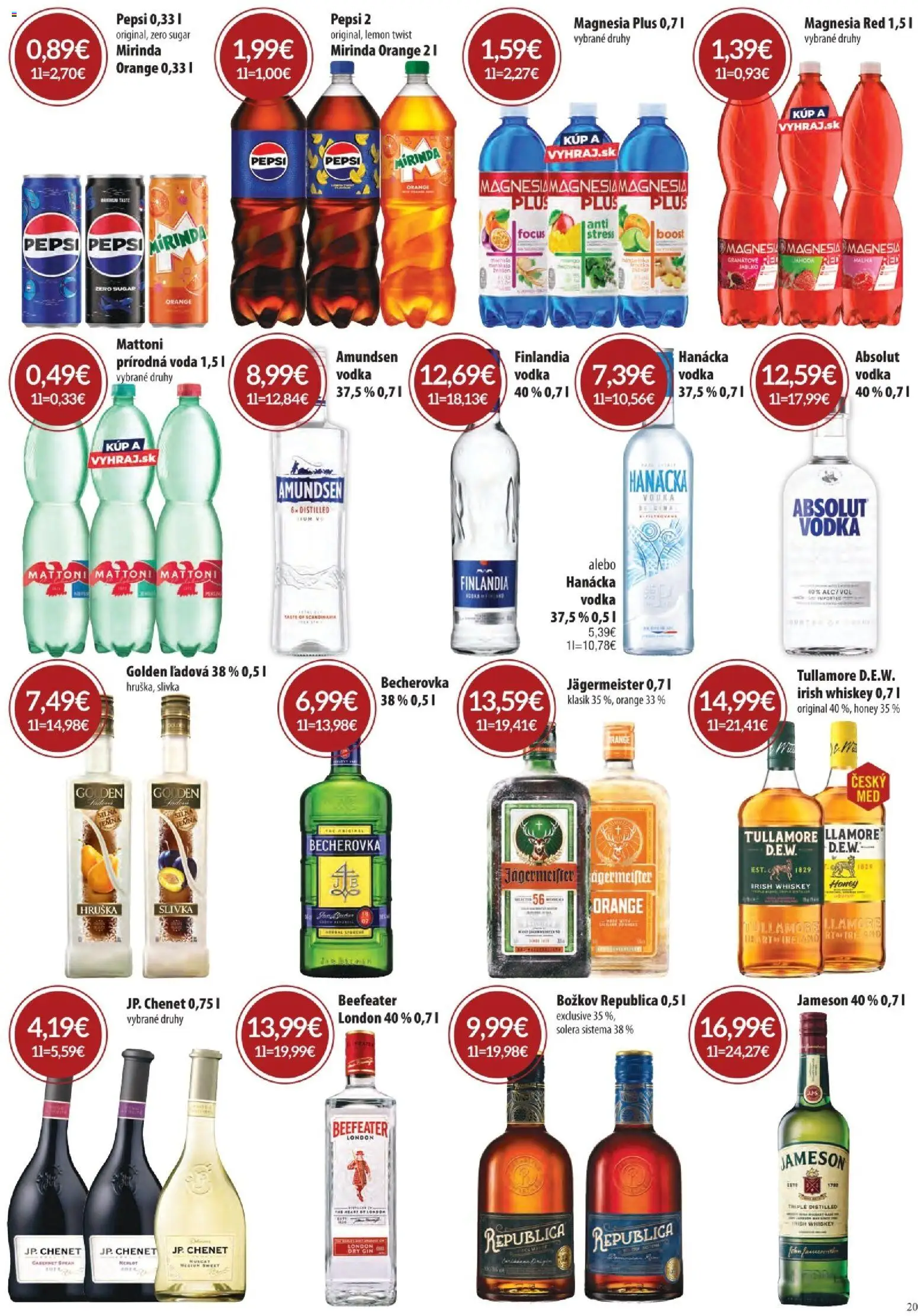 Nové CBA Komfos akcie – leták je platný od 03.09.2026 | Strana: 20 | Produkty: Beefeater, Vodka, Voda, Finlandia