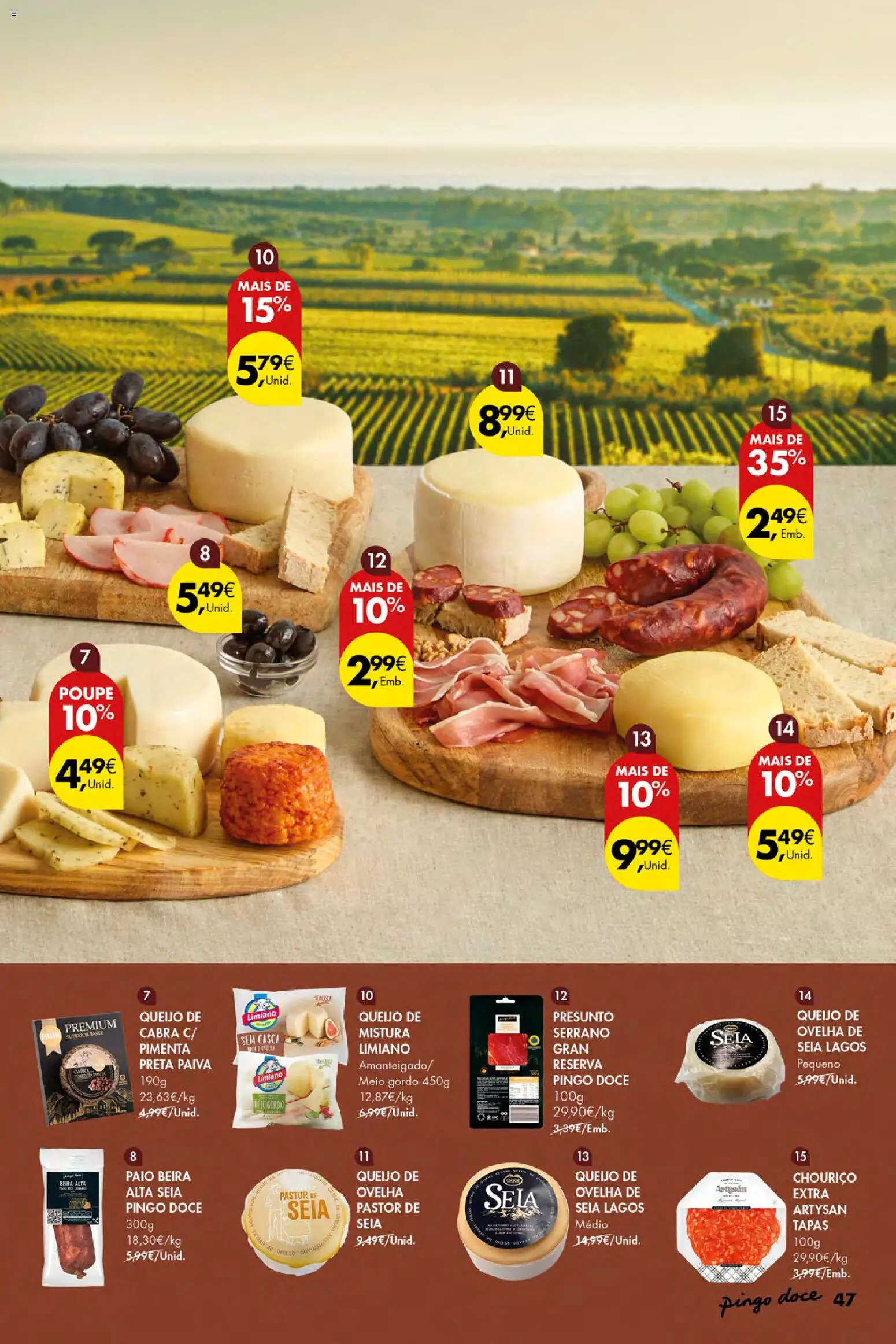 Pingo Doce Vinhos e Sabores de Portugal Açores │ válido de 17/09/2026 | Página: 47 | Produtos: Pimenta, Queijo, Presunto, Chouriço