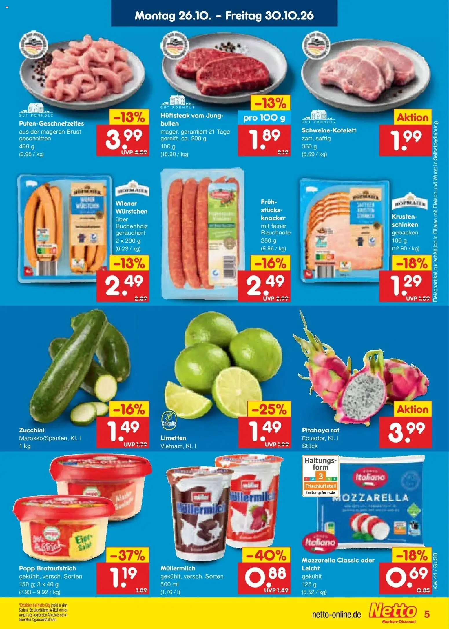 Netto Marken-Discount Prospekt Machern – gültig ab 26.10.2026 | Seite: 11 | Produkte: Limetten, Wurst, Müllermilch, Schinken