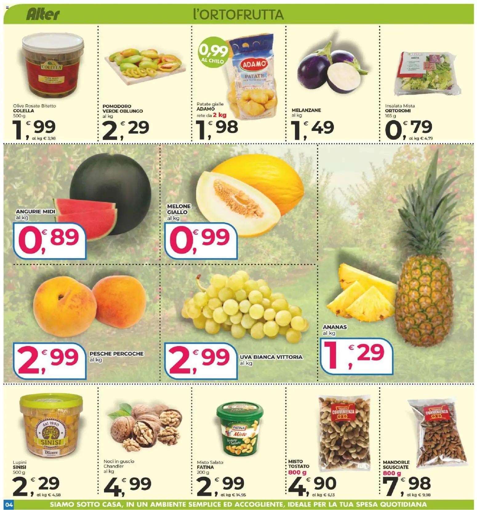 Volantino Alter Discount del 06/08/2026 | Pagina: 4 | Prodotti: Lupini, Insalata, Noci, Pesche