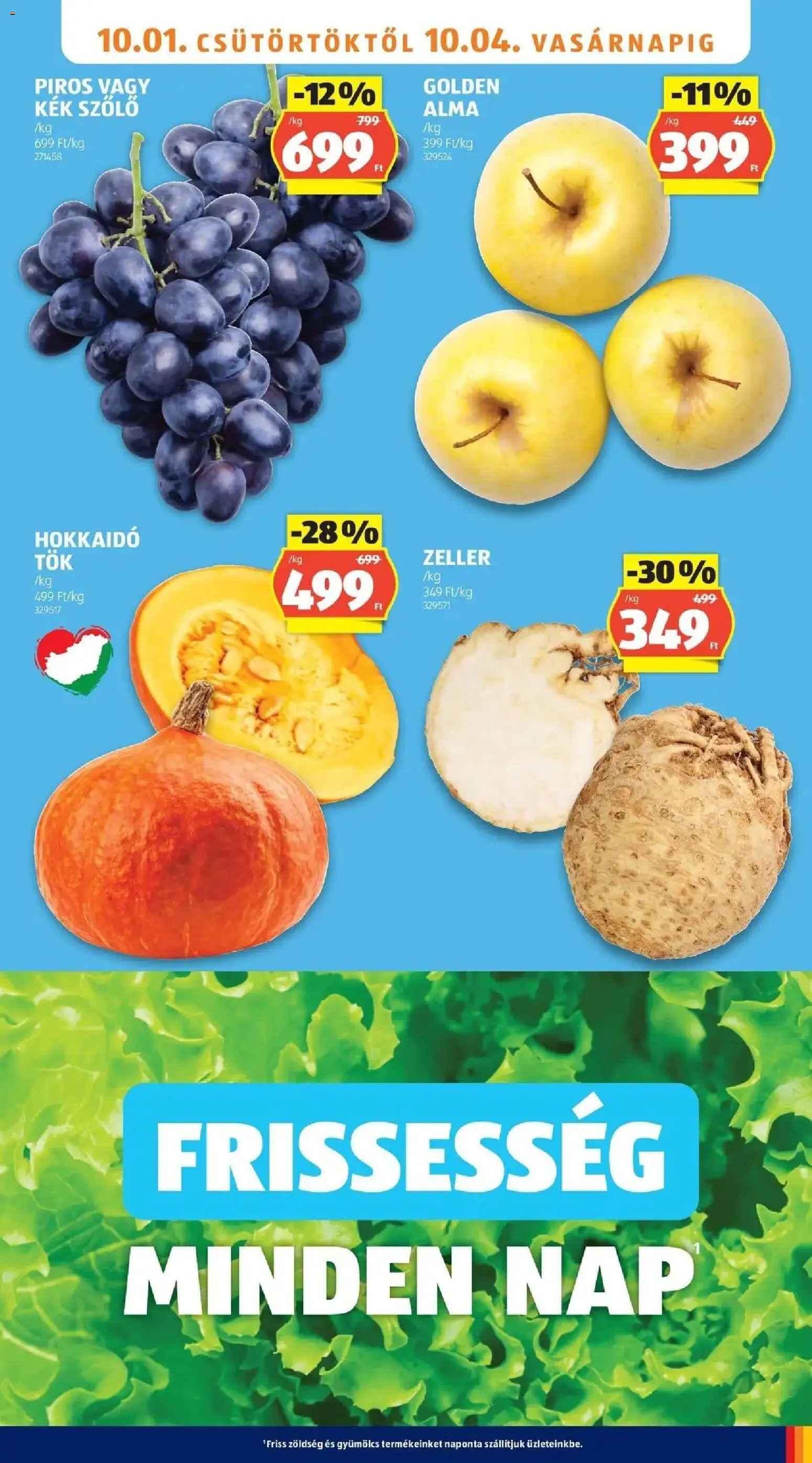 Aldi aktuális akciós újság - 2026.09.26. -tól/töl > akció, lapozható szórólap 🛍️ | Oldal: 5 | Termékek: Szőlő, Tök, Zeller, Zöldség