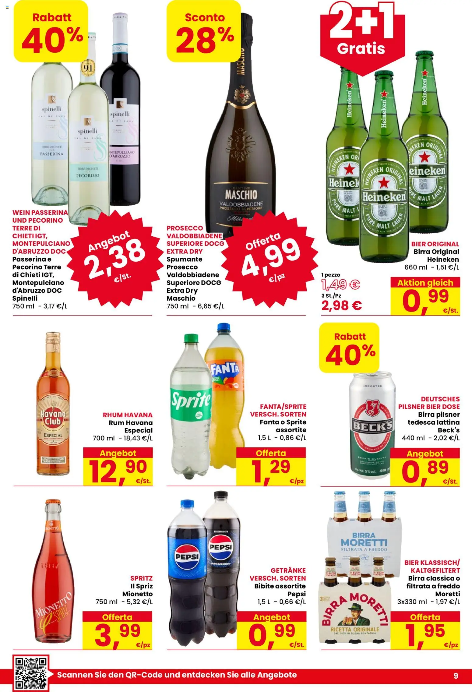 Volantino Eurospar del 23/07/2026 | Pagina: 9 | Prodotti: Birra, Prosecco, Spumante, Heineken
