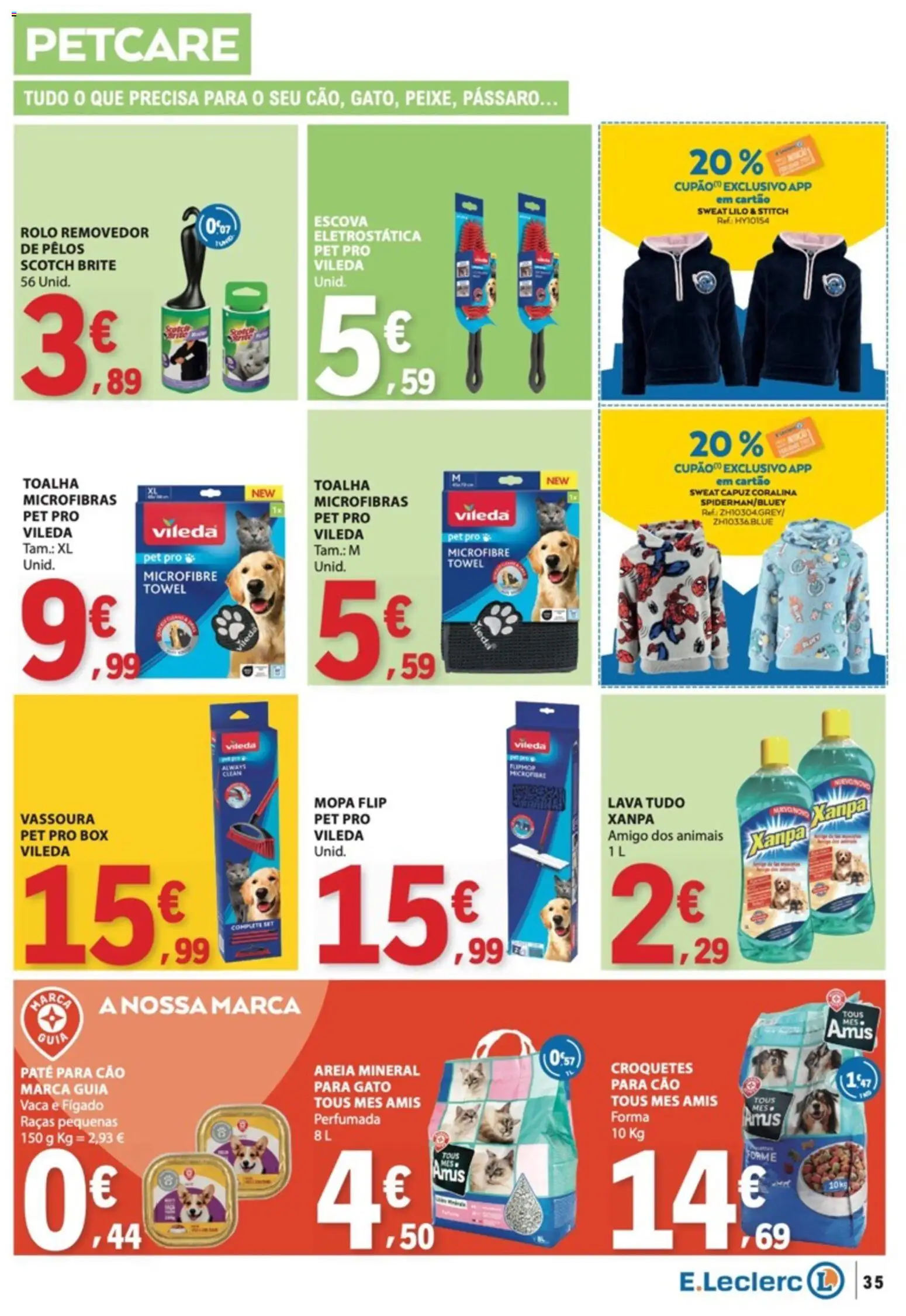 E.Leclerc folheto │ válido de 01/10/2026 | Página: 35 | Produtos: Fígado, Areia, Croquetes, Vassoura