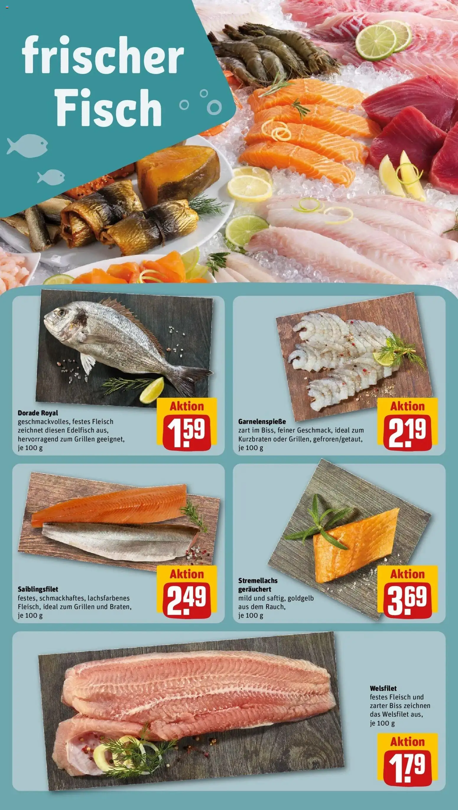 Rewe Prospekt Duisburg / Duissern – gültig ab 27.07.2026 | Seite: 33 | Produkte: Dorade, Fisch, Fleisch