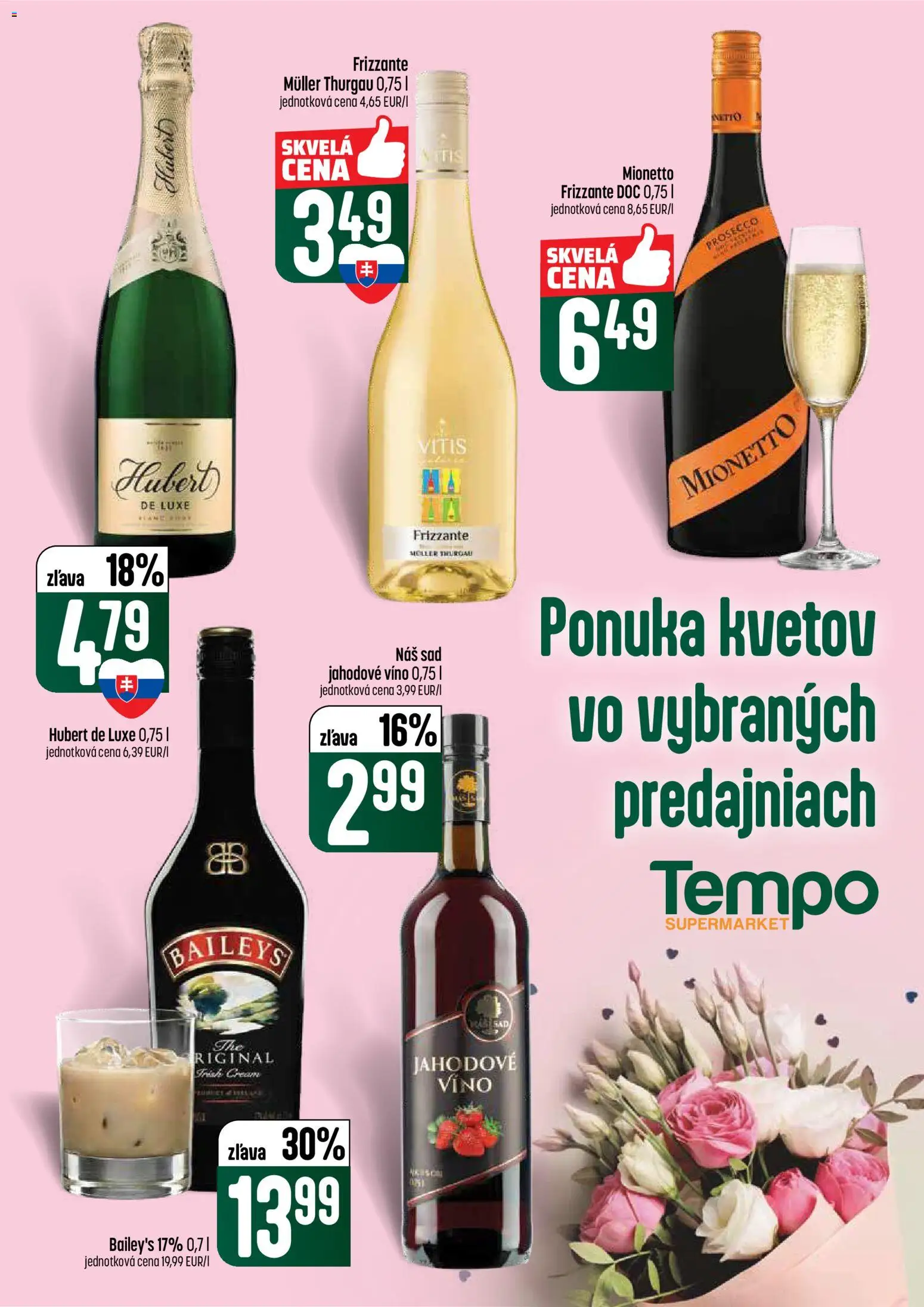 Nové COOP Jednota akcie – leták je platný od 07.05.2026 | Strana: 43 | Produkty: Víno, Prosecco, Baileys, Hubert de Luxe
