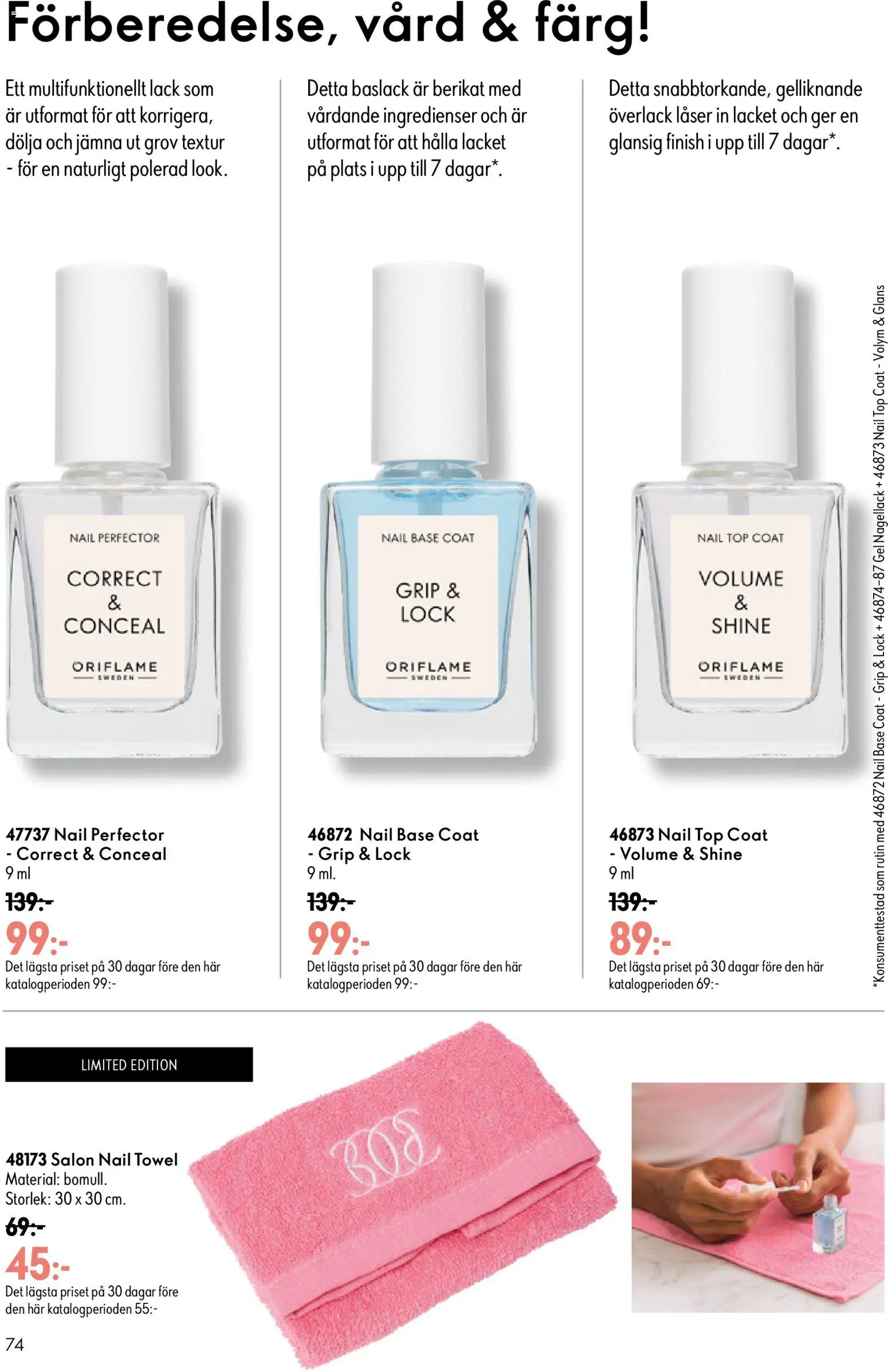 Oriflame reklamblad aktuell från 26/08/2026 | Sida: 74 | Produkter: Nagellack, Lock, Ingredienser, Baslack