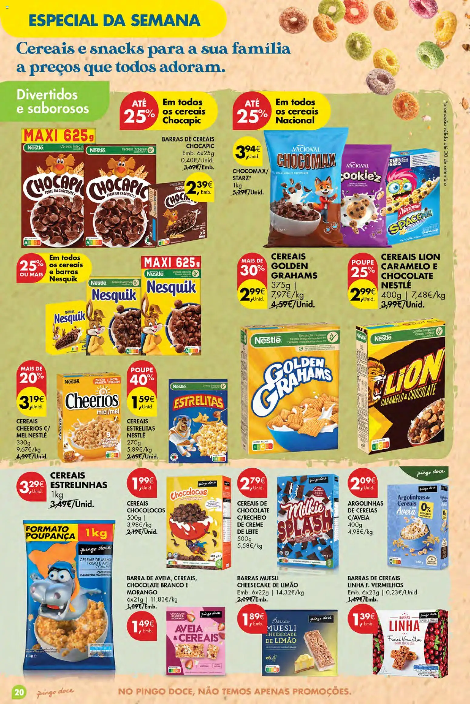 Pingo Doce Poupe Esta Semana Açores │ válido de 10/09/2026 | Página: 20 | Produtos: Muesli, Barras de cereais, Chocolate, Mel