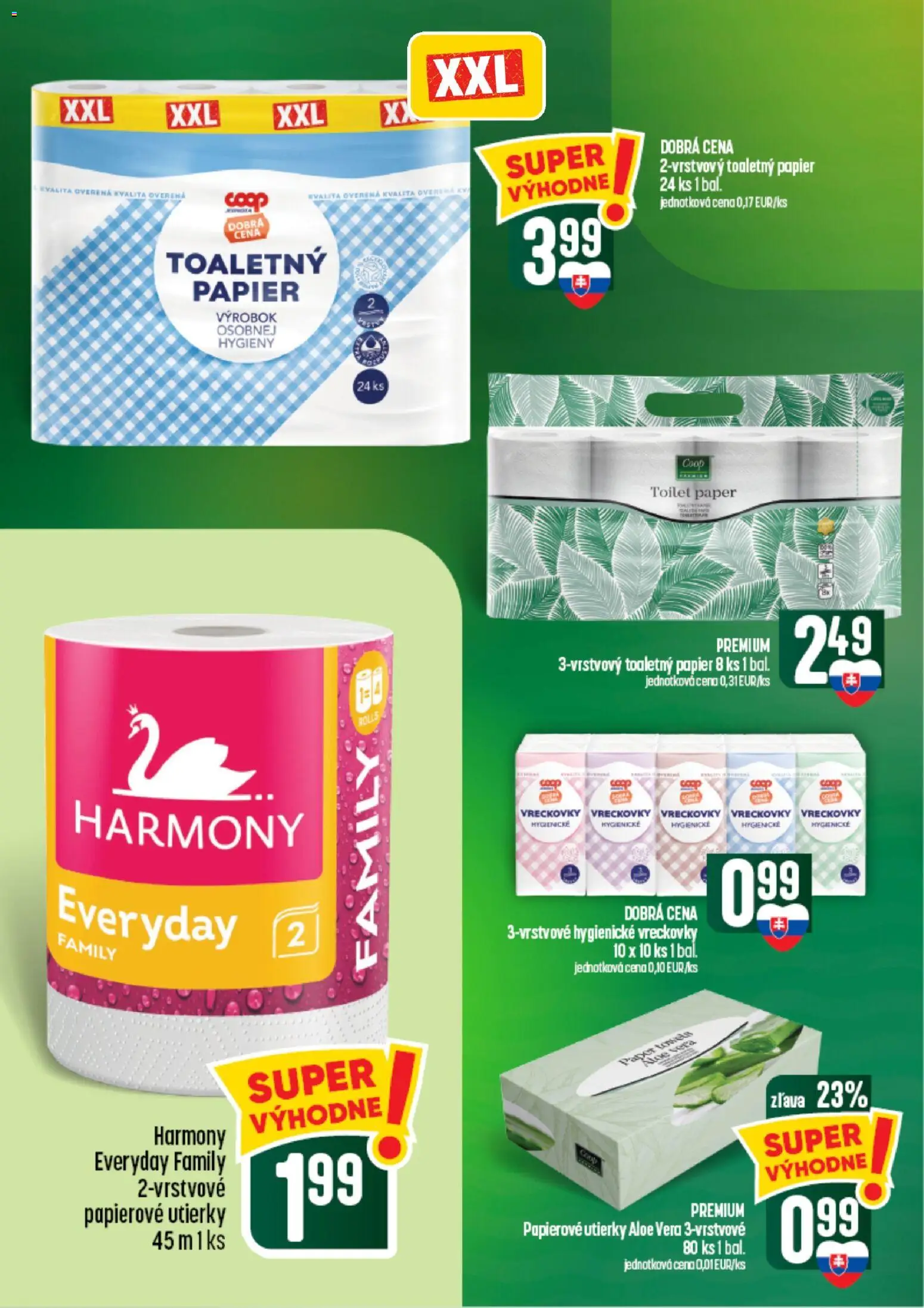 Nové COOP Jednota akcie – leták je platný od 24.09.2026 | Strana: 56 | Produkty: Aloe Vera, Toaletný papier, Vreckovky, Utierky