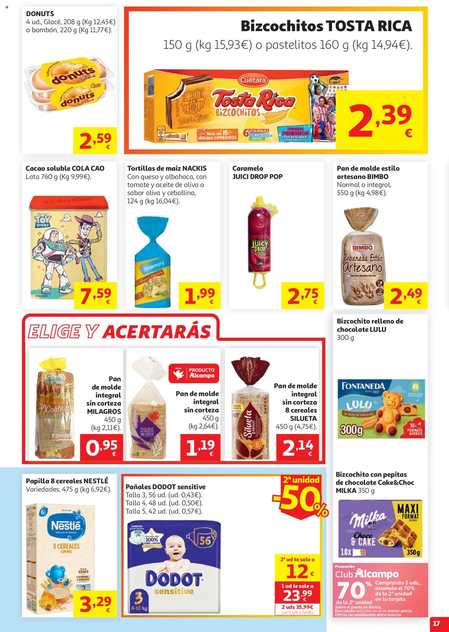Alcampo HP Cat │ válido desde el 19.05.2026 | Página: 17 | Productos: Chocolate, Aceite de oliva, Donuts, Φρυγανιές σικάλεως