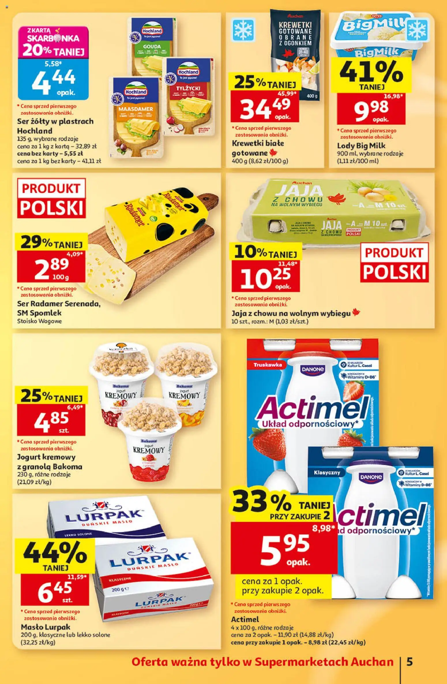 Auchan gazetka od 03.09.2026 | Strona: 5 | Produkty: Karta, Lody Big Milk, Lody, Jaja