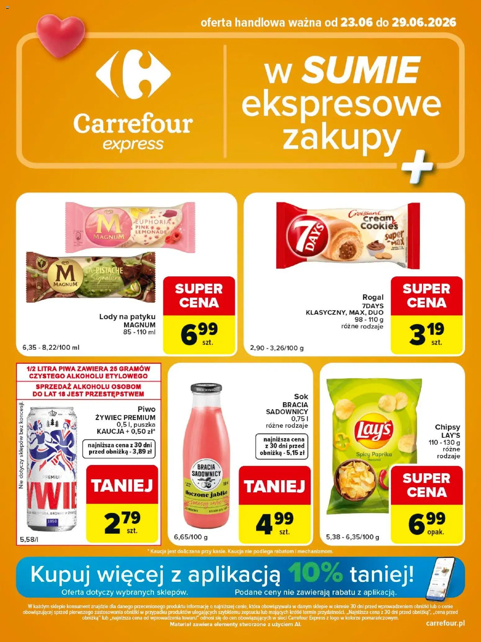 Carrefour gazetka - Express II od 23.06.2026 | Strona: 2 | Produkty: Chipsy, Lody na patyku, Piwo, Lody