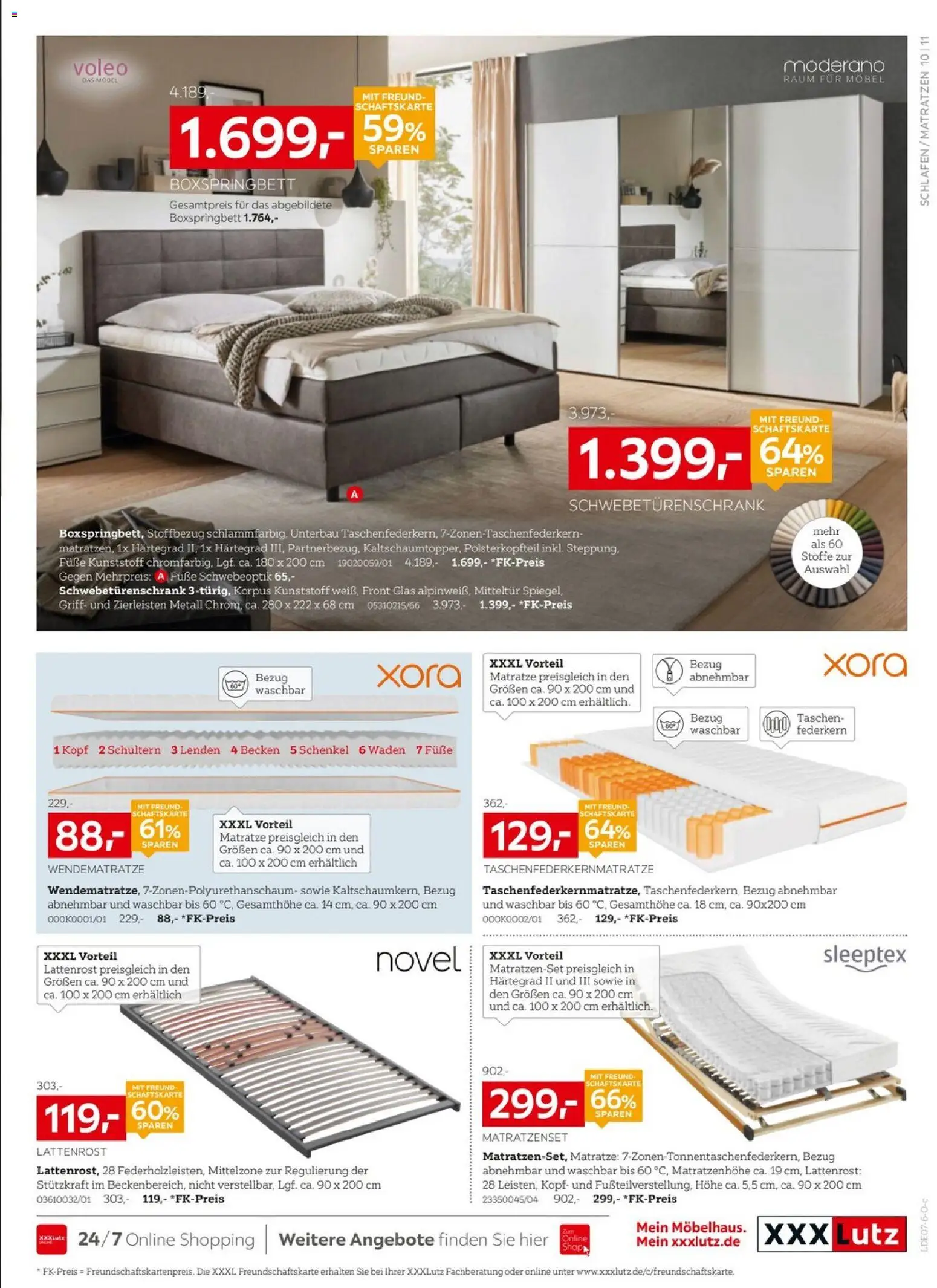 XXXLutz Jubiläum – gültig ab 11.07.2026 | Seite: 11 | Produkte: Matratze, Lattenrost, Schwebetürenschrank, Boxspringbett