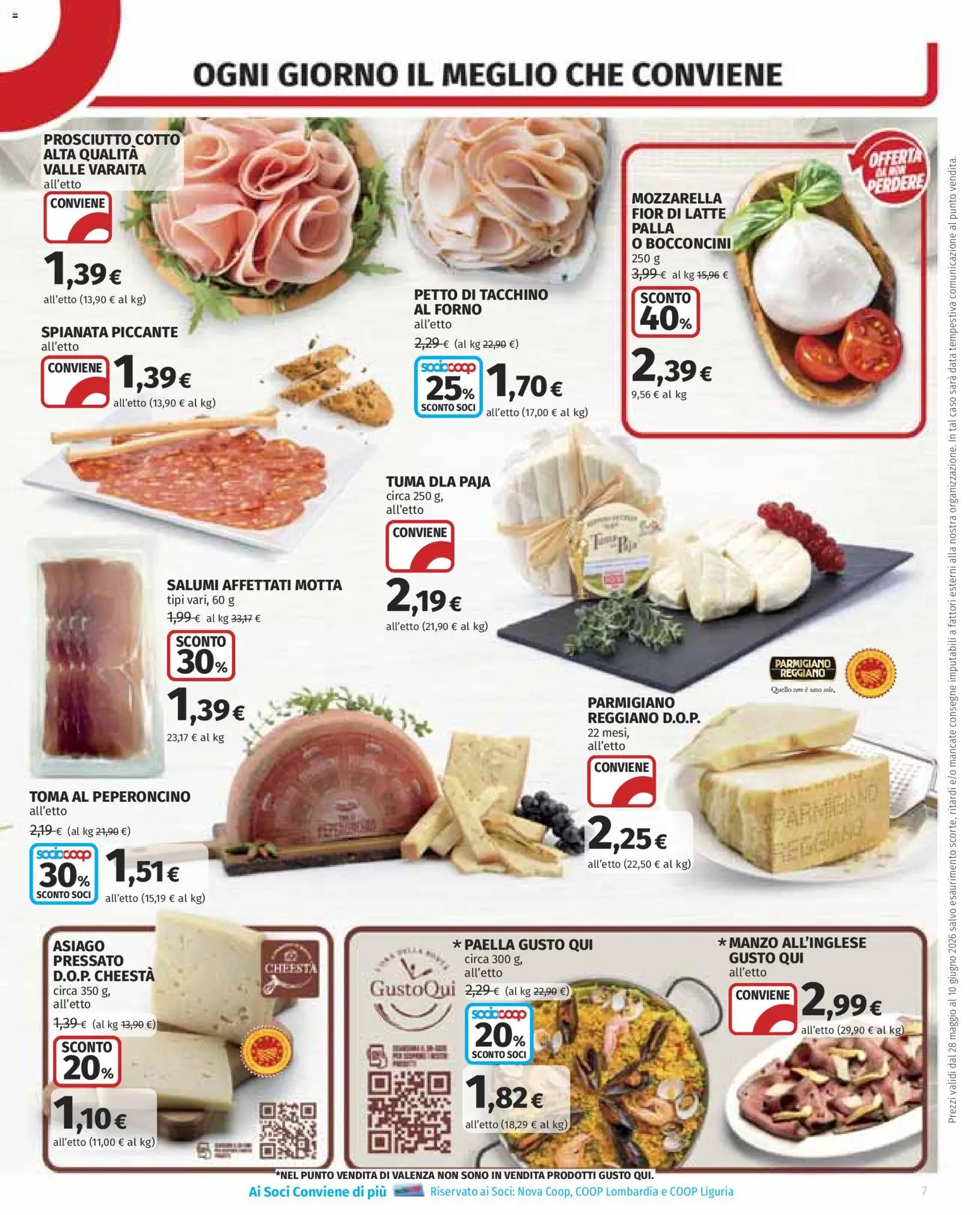 Volantino COOP del 28.05.2026 | Pagina: 7 | Prodotti: Prosciutto Cotto, Tacchino, Prosciutto, Parmigiano
