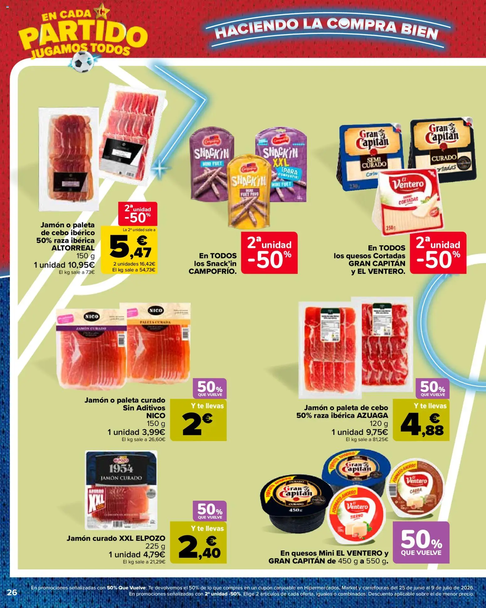 Carrefour La Fiesta del Futbol │ válido desde el 11.06.2026 | Página: 26 | Productos: Jamón, Té