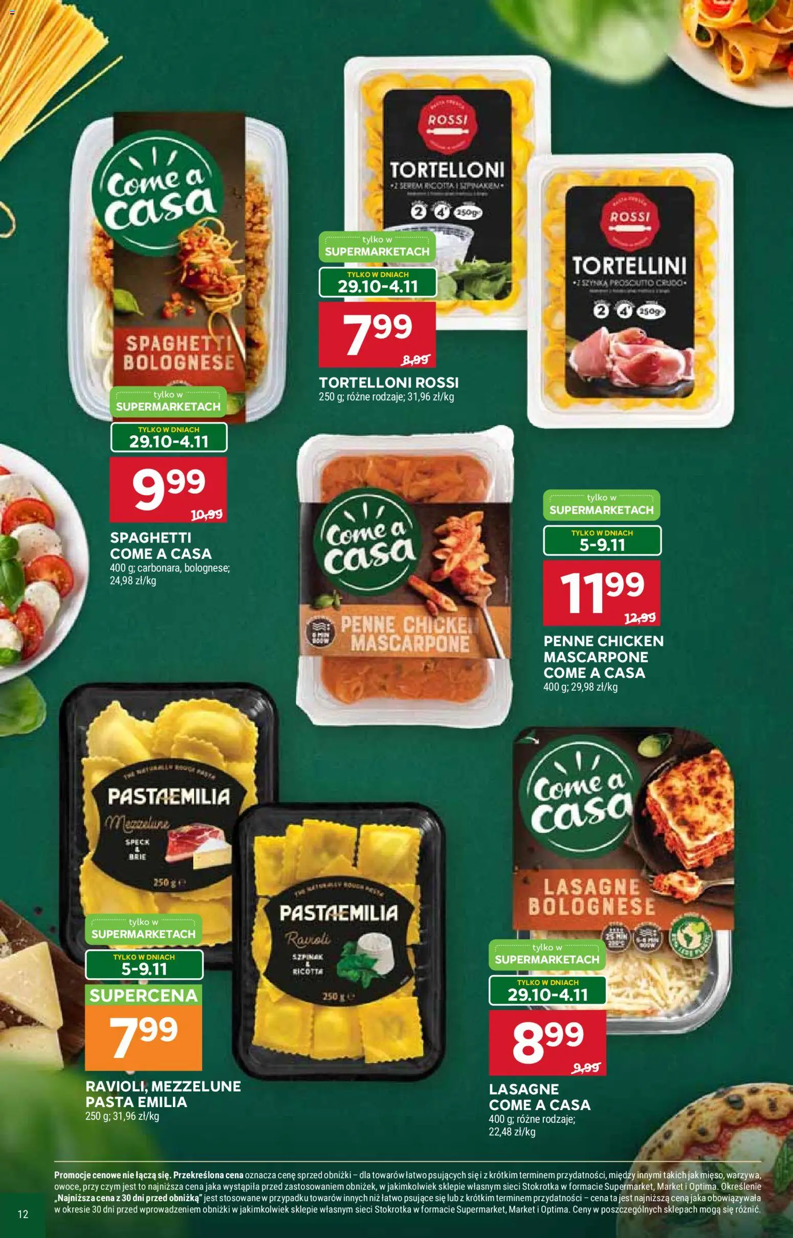 Stokrotka gazetka - Włochy od kuchni od 29.10.2026 | Strona: 12 | Produkty: Serem, Spaghetti, Prosciutto crudo, Szpinak