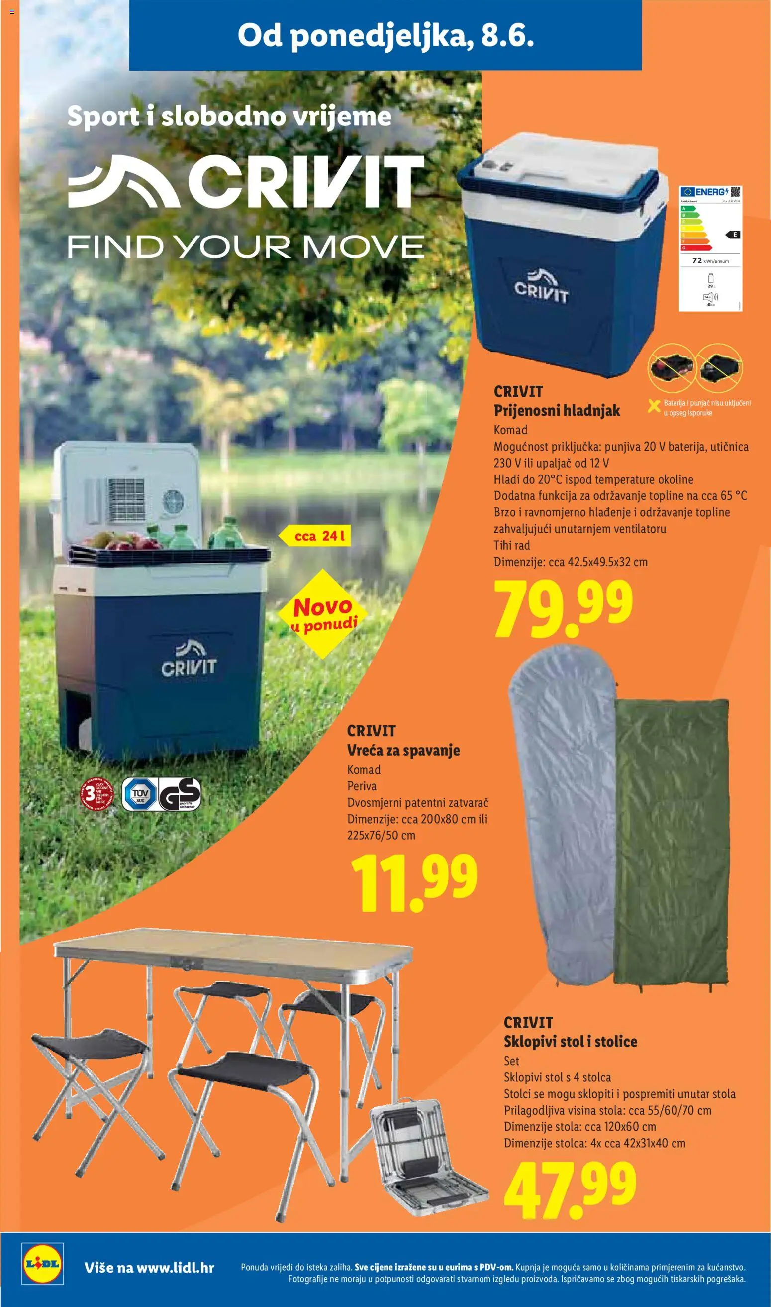 Lidl katalog | vrijedi od 08.06.2026 | Stranica: 40 | Proizvodi: Stol, Utičnica, Baterija, Upaljač