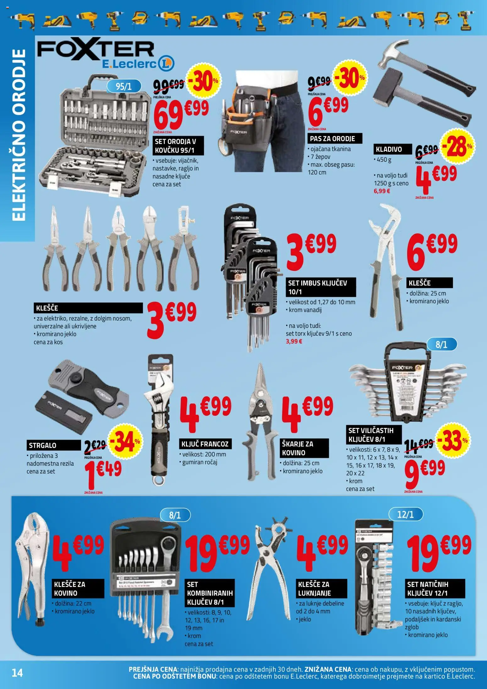 Novi E.leclerc katalog ponudbe – veljaven od 02.09.2026 | Stran: 14 | Izdelki: Orodje, Kos, Kladivo, Pas