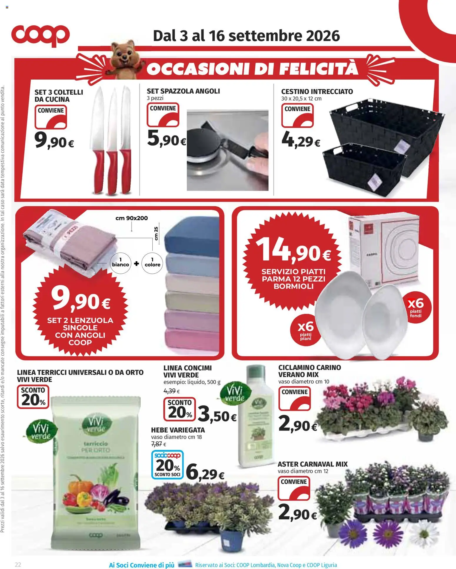 Volantino COOP del 03/09/2026 | Pagina: 22 | Prodotti: Spazzola, Piatti, Data, Cestino