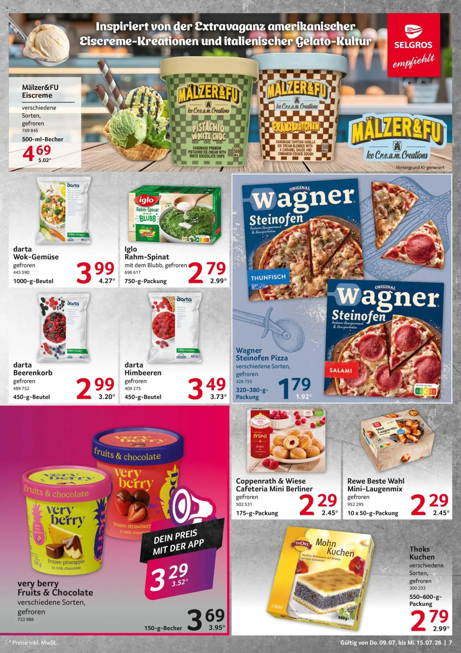 Selgros Prospekt – gültig ab 09.07.2026 | Seite: 7 | Produkte: Thunfisch, Iglo, Pizza, Kuchen