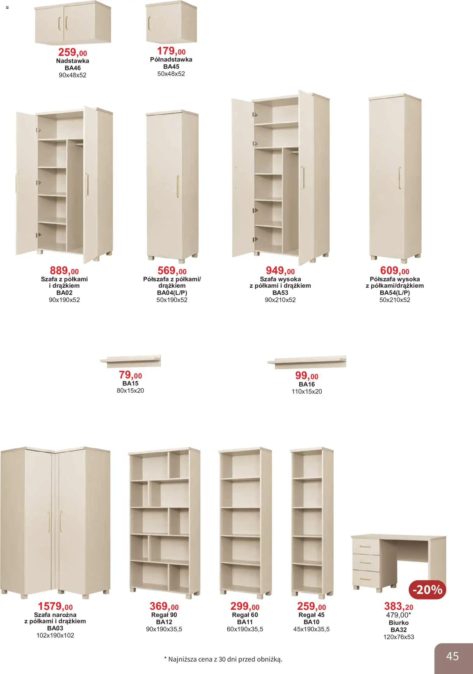 Bodzio Katalog od 01.08.2026 | Strona: 45 | Produkty: Szafa, Biurko, Szafa Narożna, Regał
