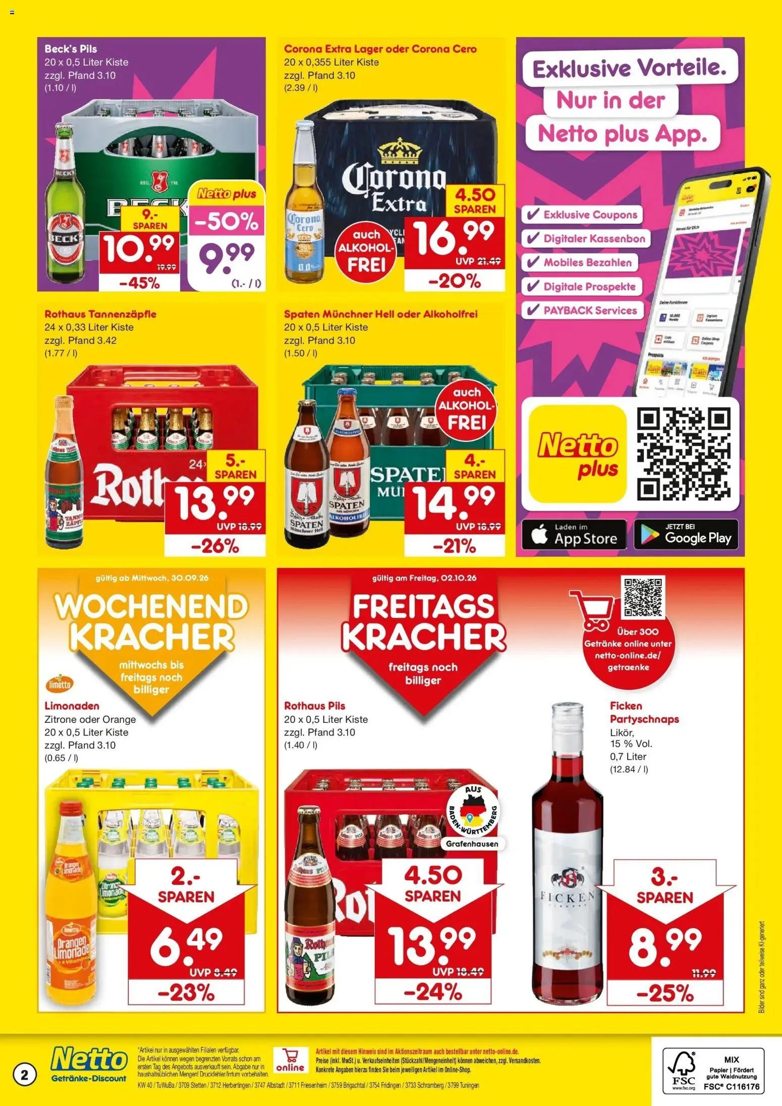 Netto Marken-Discount Prospekt Brigachtal (ab 28.09.2026) » Angebote | Seite: 2 | Produkte: Pils, Orangen, Limonade, Bilder