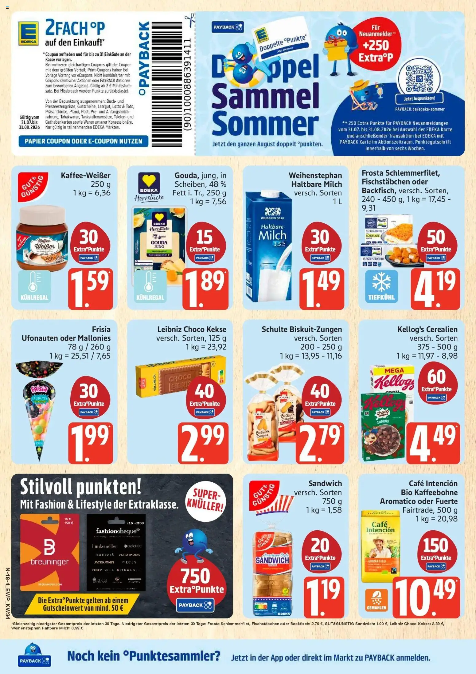 Edeka Prospekt Rostock (ab 17.08.2026) » Angebote Online | Seite: 18 | Produkte: Kaffee, Gouda, Fischstabchen, Kekse