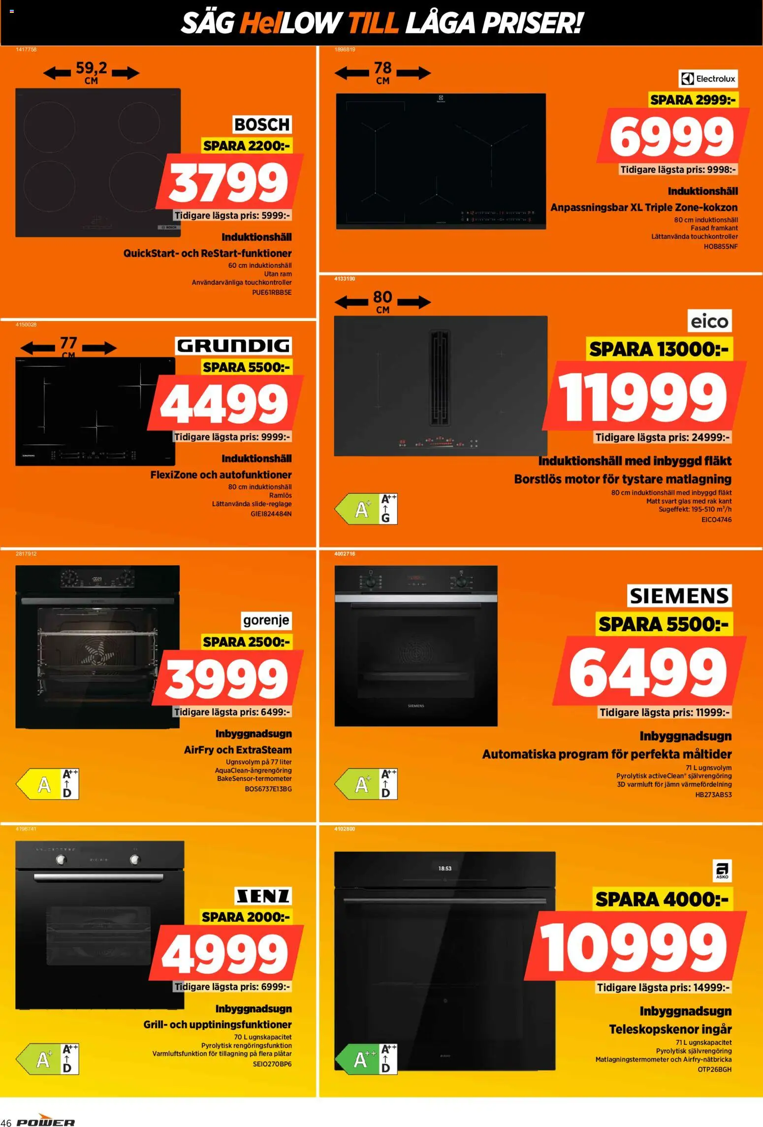 Power reklamblad aktuell från 26/10/2026 | Sida: 46 | Produkter: Fläkt, Såg, Induktionshäll, Glas